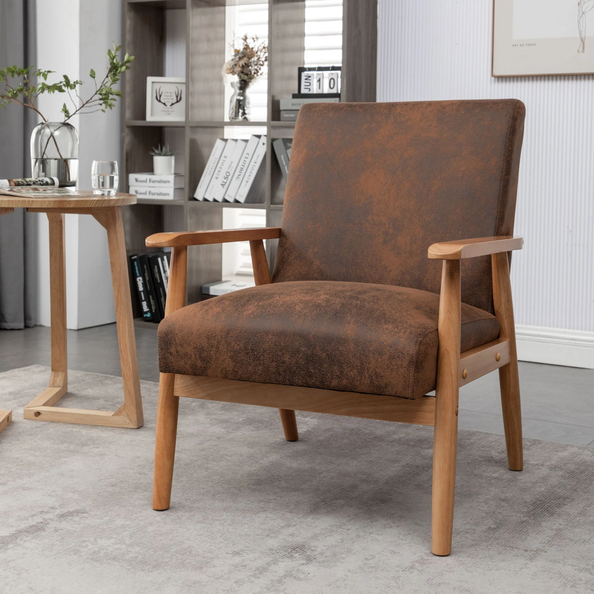 Wide Arm Chair - Light Brown - Image 2