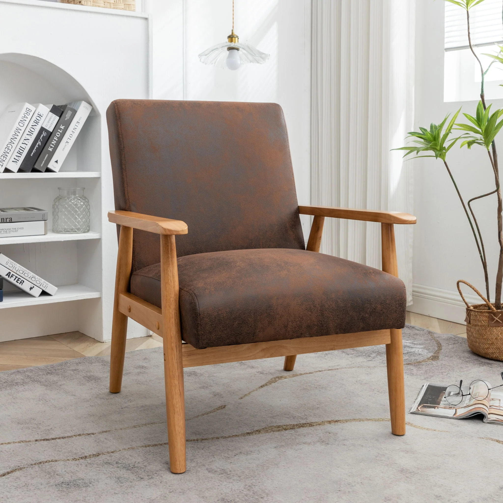 Wide Arm Chair - Light Brown - Image 5