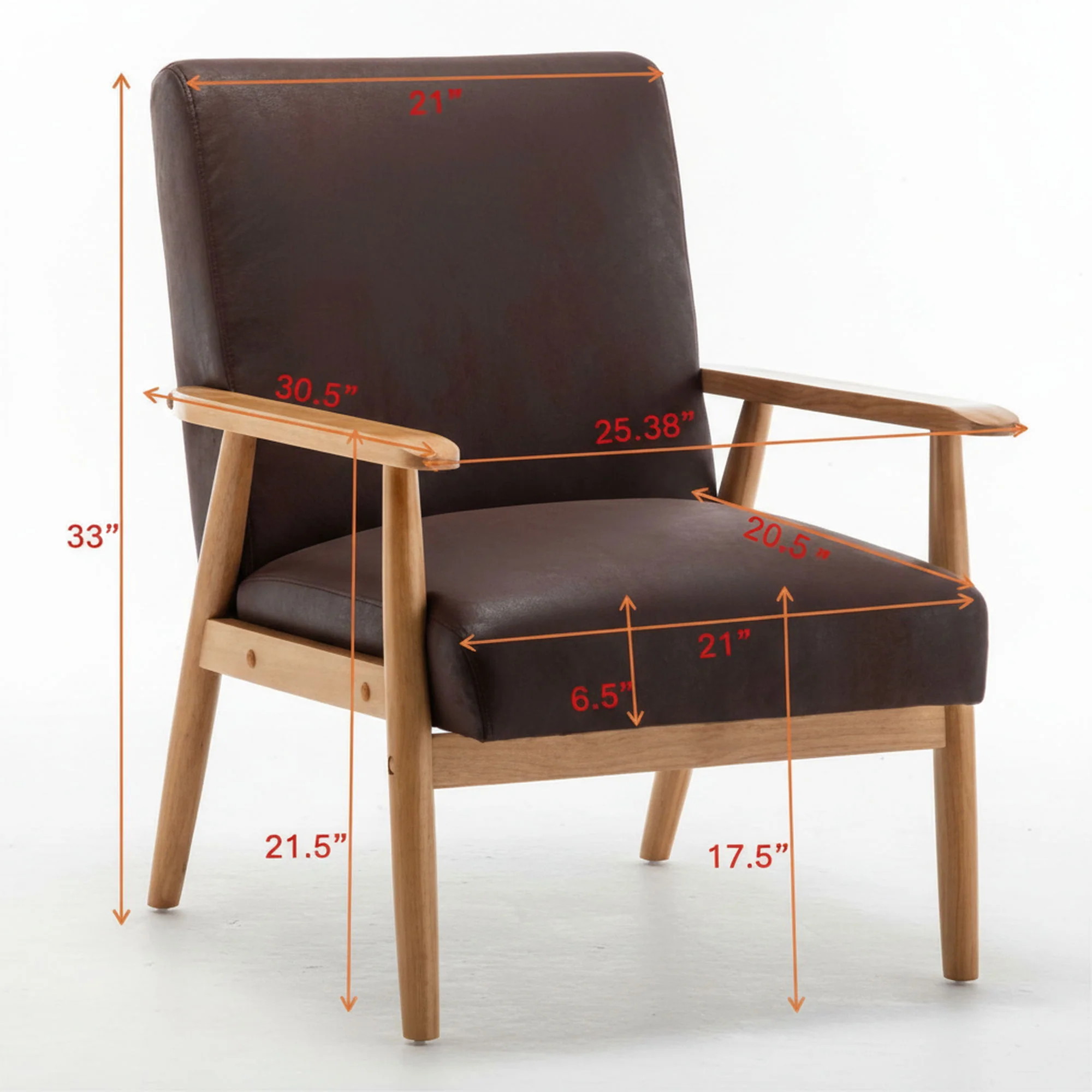 Wide Arm Chair - Light Brown - Image 8