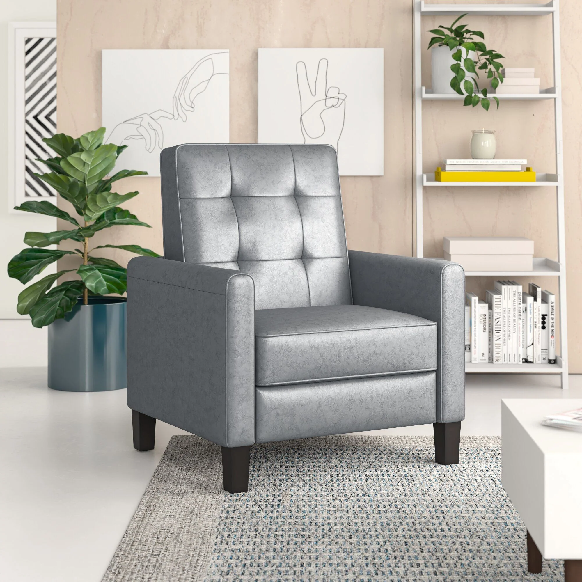 Wide Manual Club Recliner - Dark Gray - Image 7