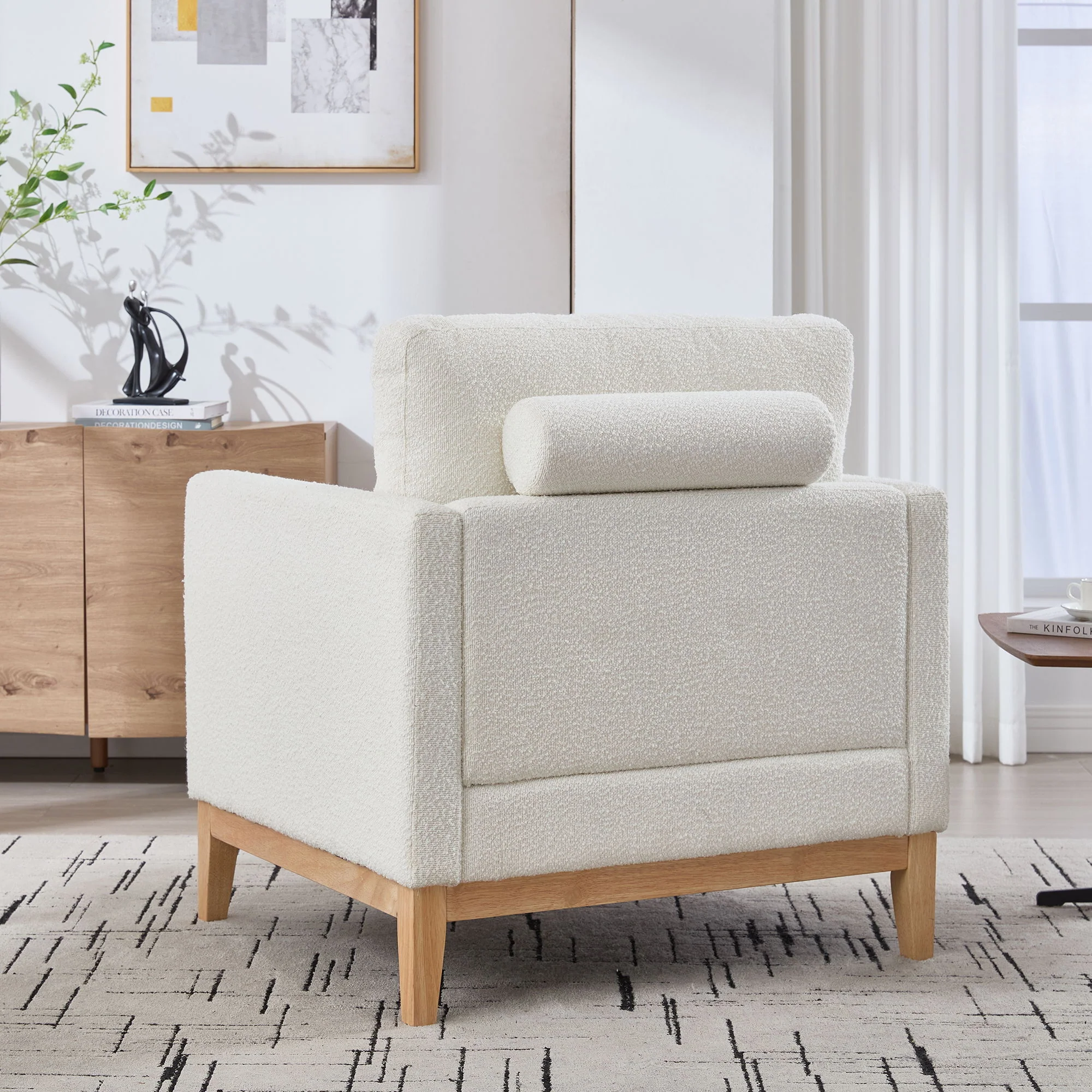 Wide Modern Performance Accent Chair With Natural Legs - Image 12