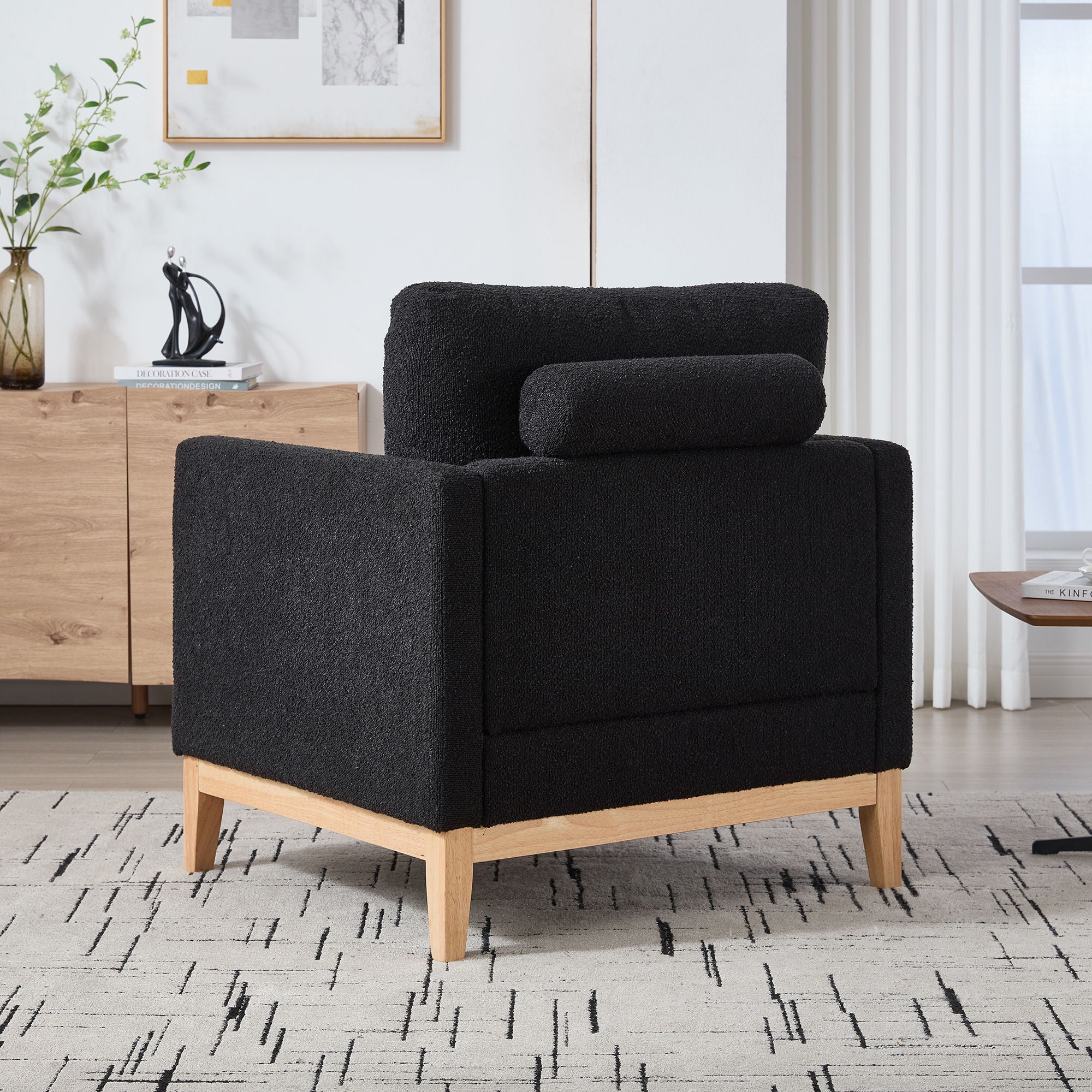 Wide Modern Performance Accent Chair With Natural Legs - Image 4