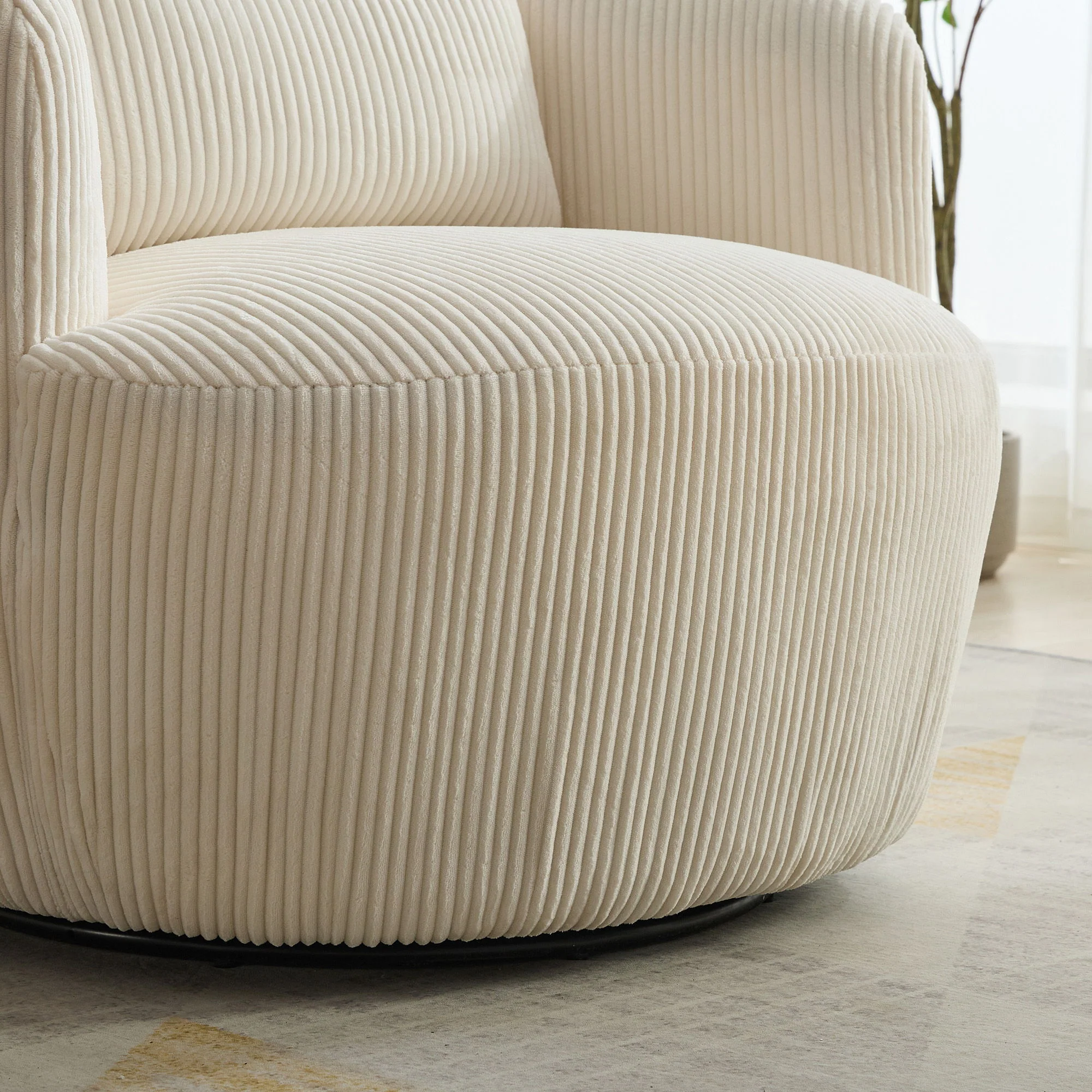 Wide Upholstered 360° Swivel Barrel Soft Chair With Pillow - Image 15