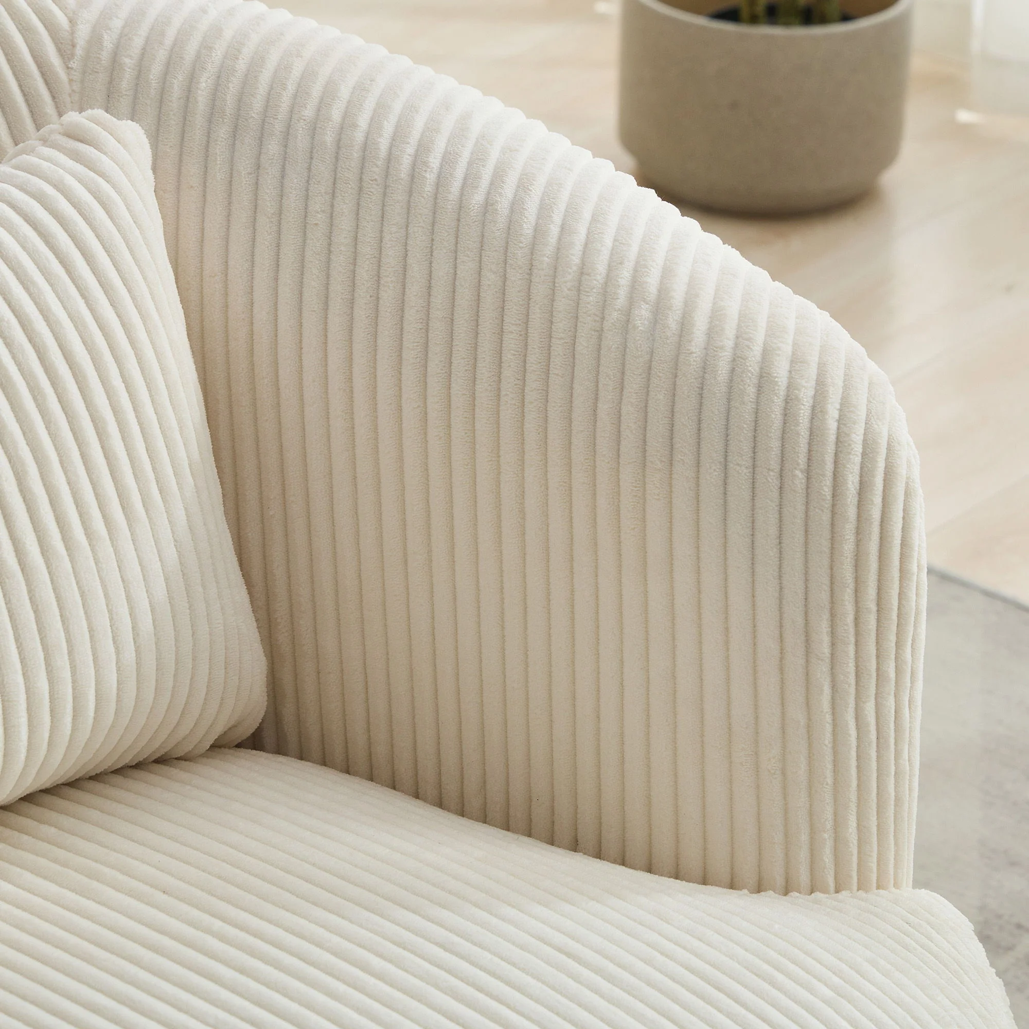 Wide Upholstered 360° Swivel Barrel Soft Chair With Pillow - Image 6