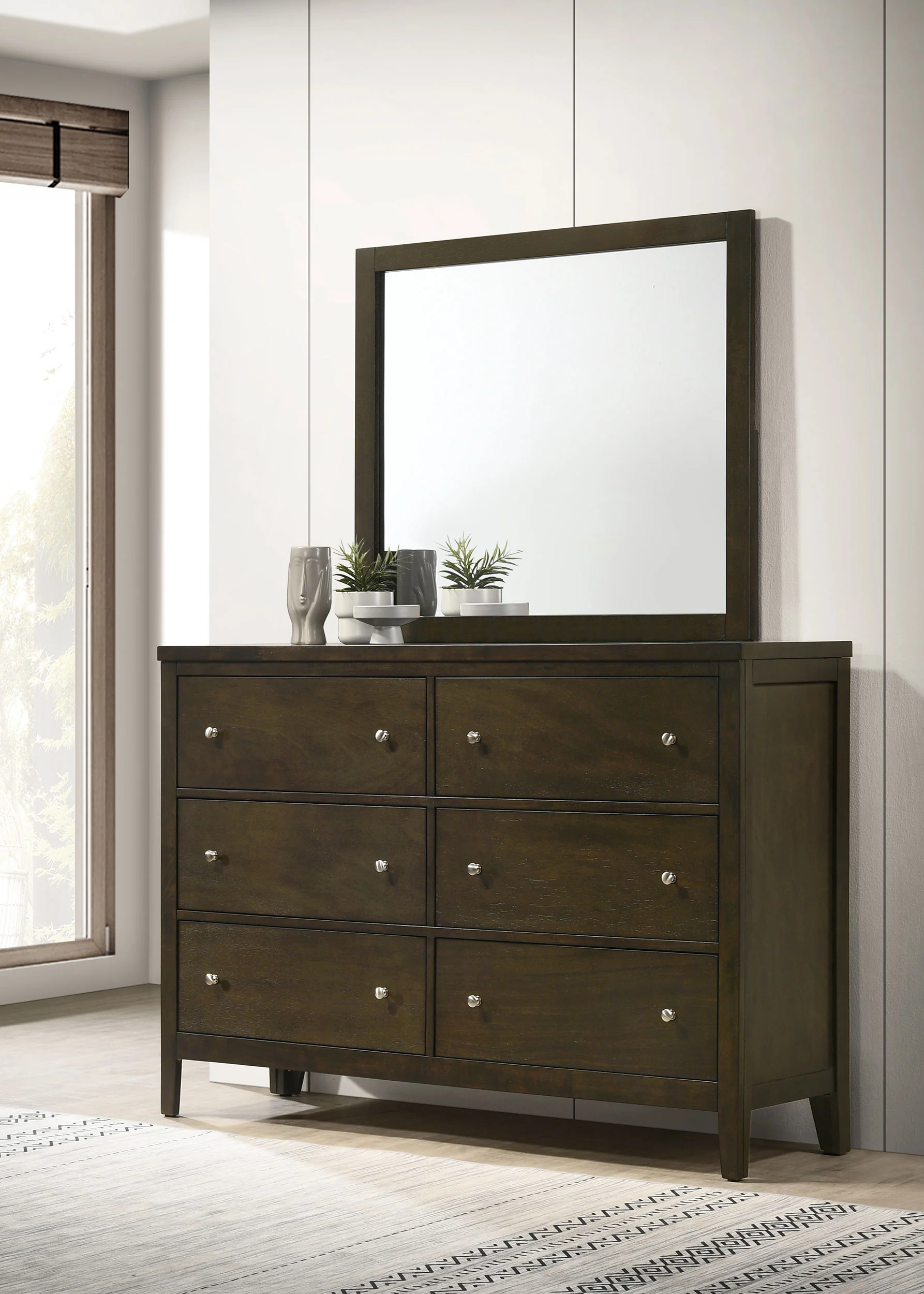 Wilkes 6-Drawer Dresser and Mirror Dark Cocoa - Image 4