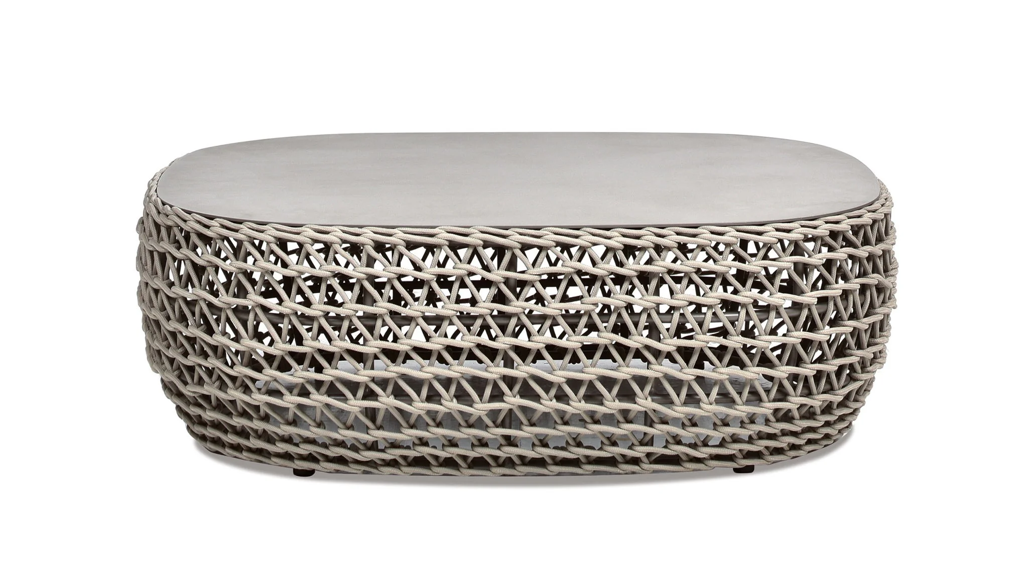 Willow - Oval Woven Patio Coffee Table, Wicker Frame - Image 9