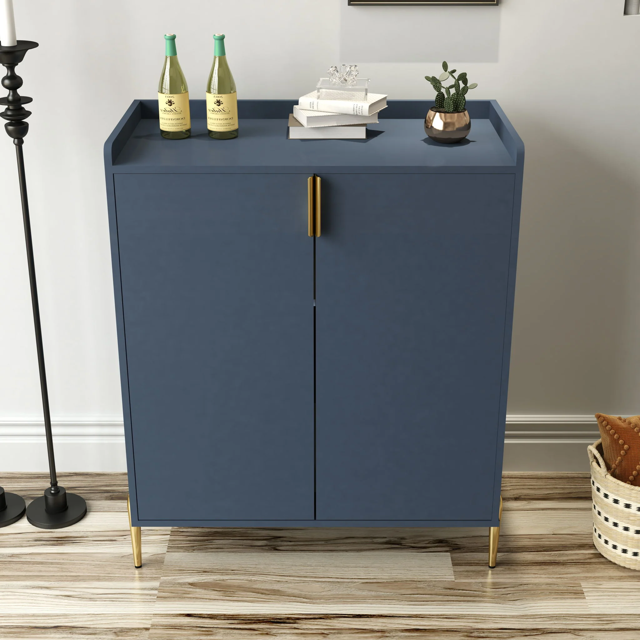 Wine Bar Cabinet With Adjustable Shelf, 2 Door Sideboard With Soft-Closing Hinges And Feet - Image 9