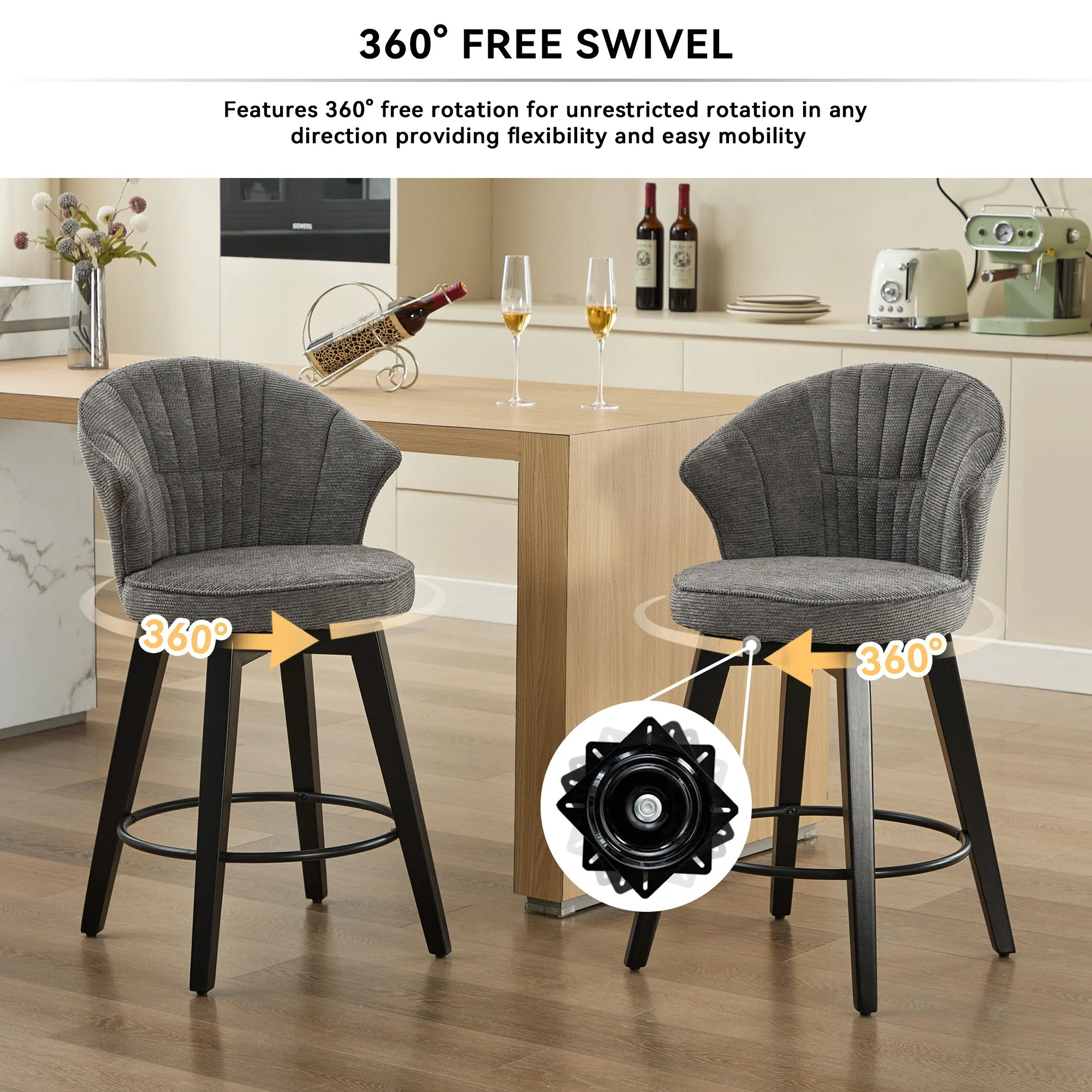 Wing Back Swivel Bar Stools (Set of 2) - Image 16