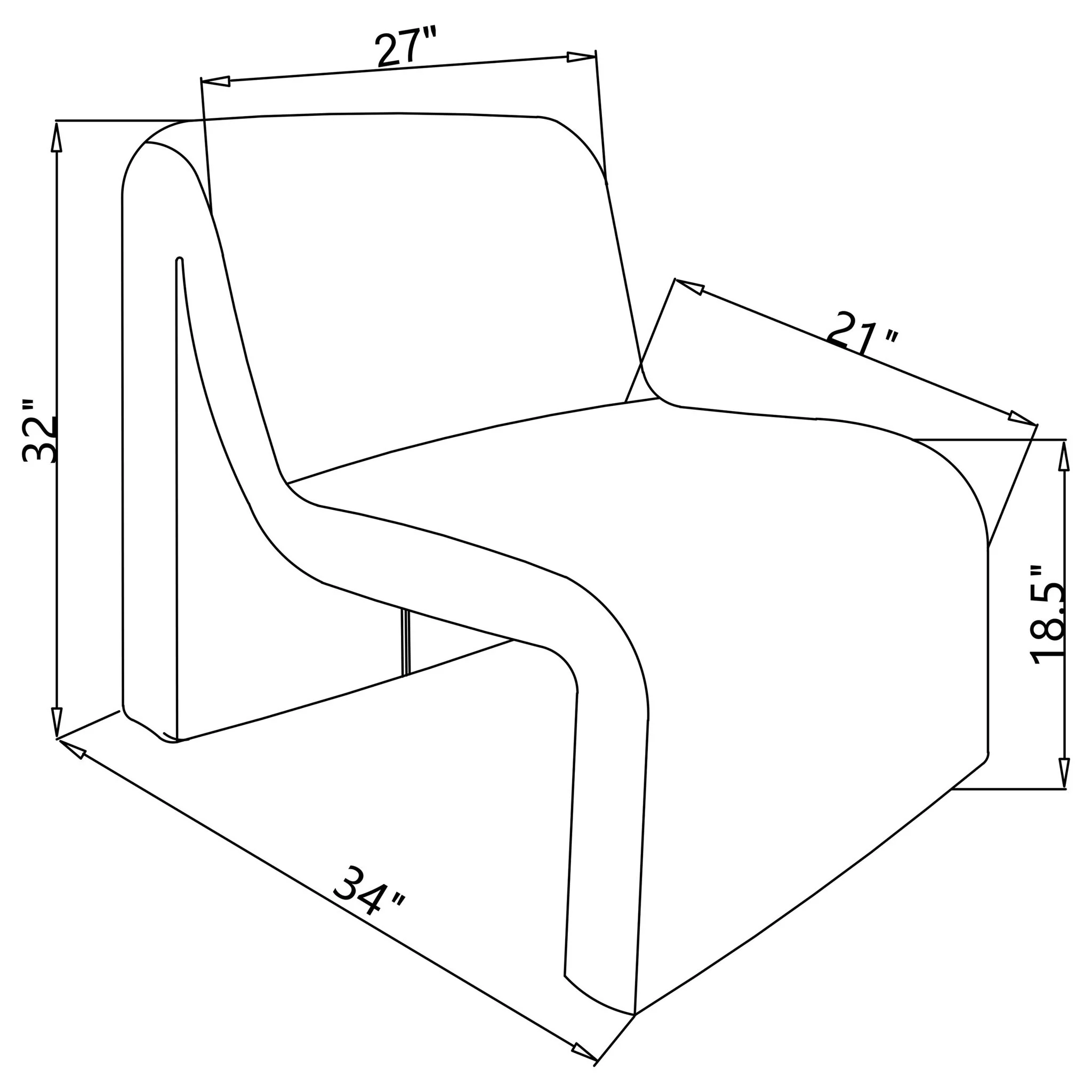 Winne - Curved Armless Accent Chair - Image 12