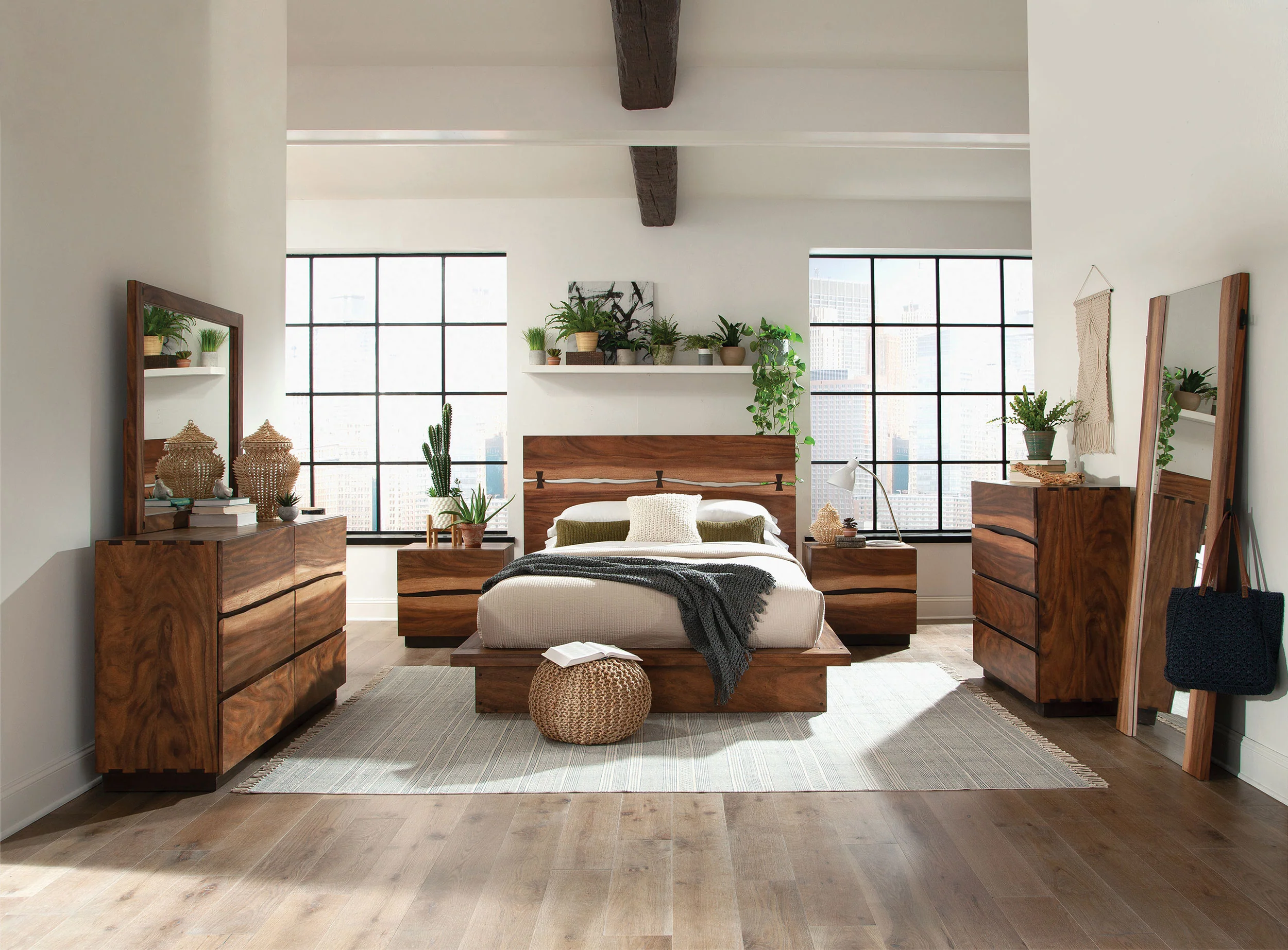 Winslow 31 x 76 Inch Standing Floor Mirror Smokey Walnut - Image 3