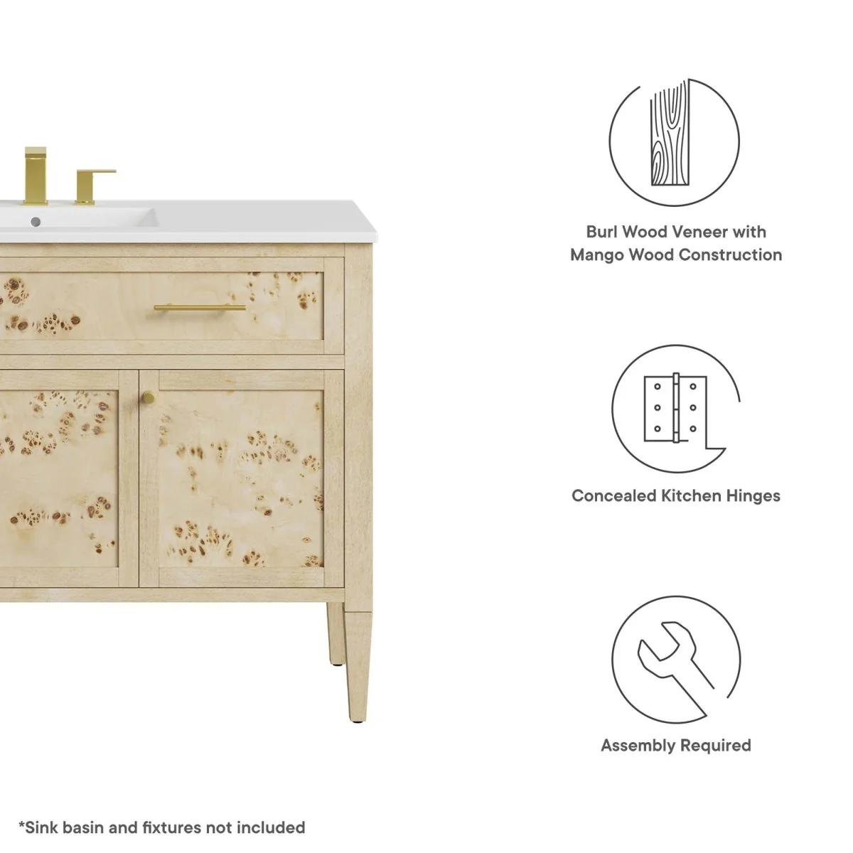 Wood Bathroom Vanity Cabinet (Sink Basin Not Included) - Vanity Base Storage - Image 83