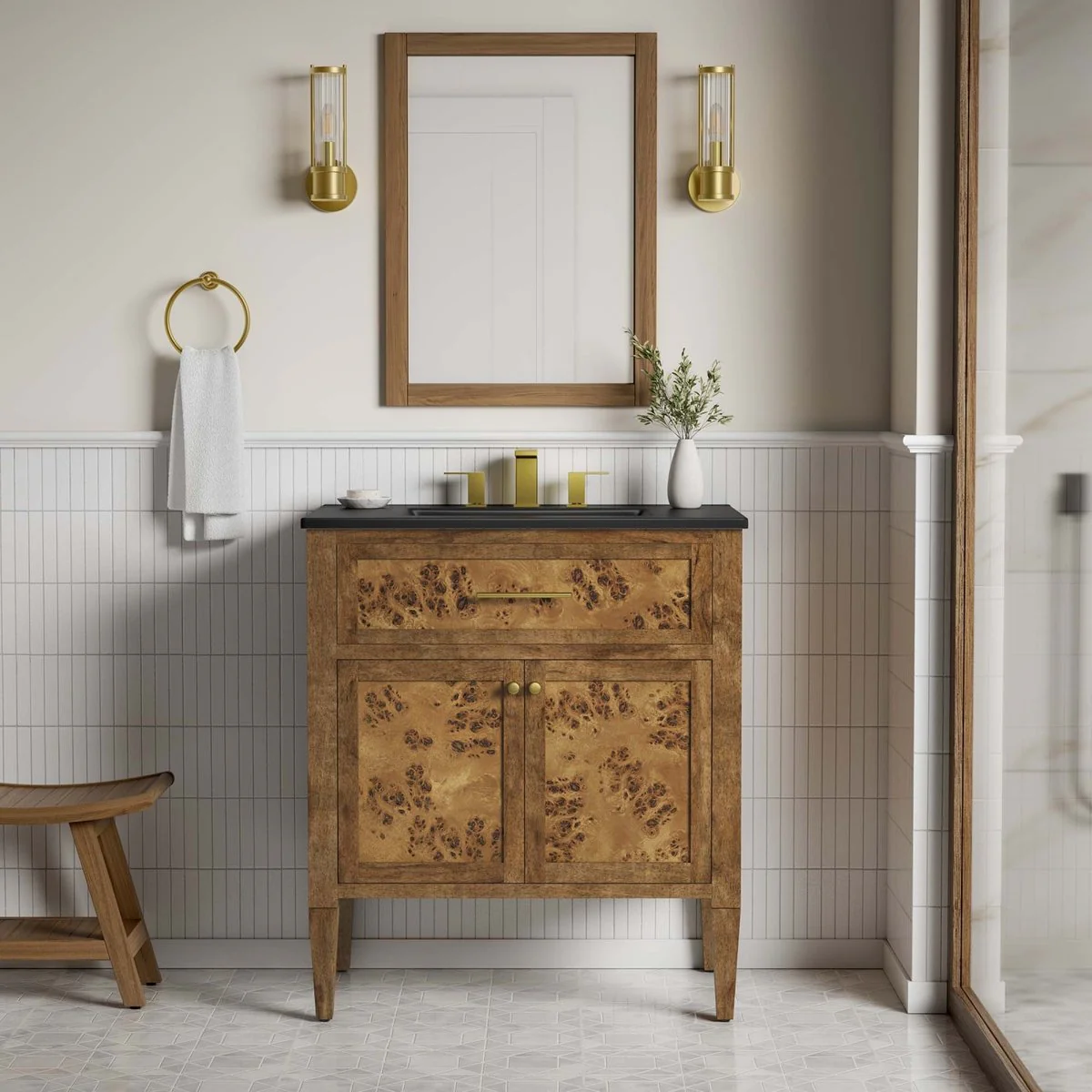 Wood Bathroom Vanity Cabinet with Countertop and Storage, Multiple Configurations - Image 120