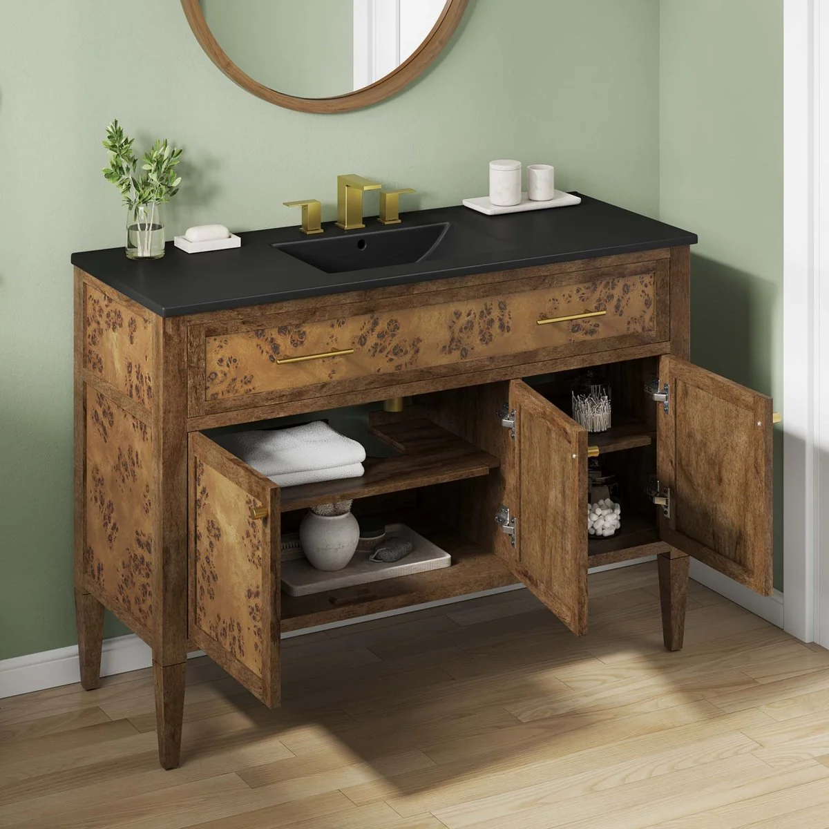 Wood Bathroom Vanity Cabinet with Countertop and Storage, Multiple Configurations - Image 17