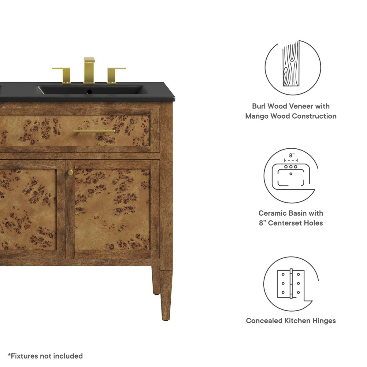 Wood Bathroom Vanity Cabinet with Countertop and Storage, Multiple Configurations - Image 194