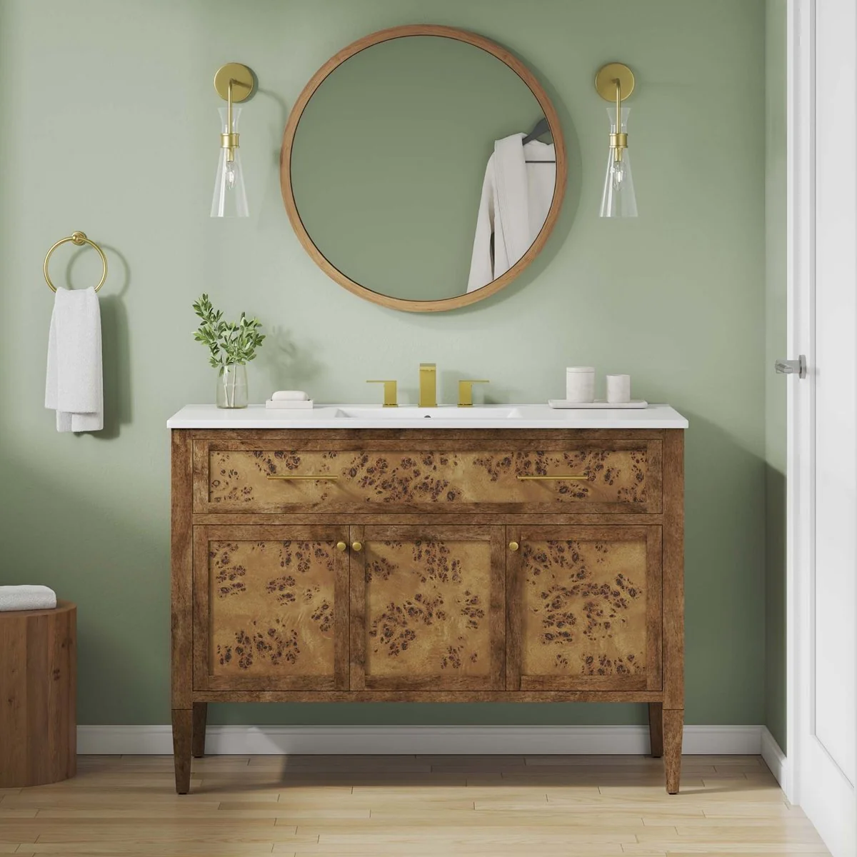 Wood Bathroom Vanity Cabinet with Countertop and Storage, Multiple Configurations - Image 216