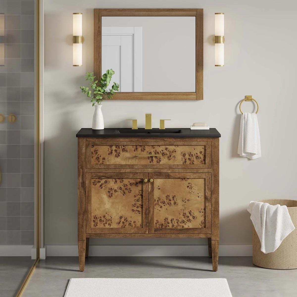 Wood Bathroom Vanity Cabinet with Countertop and Storage, Multiple Configurations - Image 240