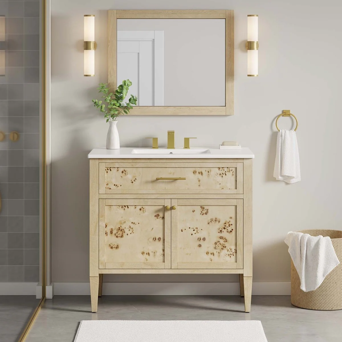 Wood Bathroom Vanity Cabinet with Countertop and Storage, Multiple Configurations - Image 84