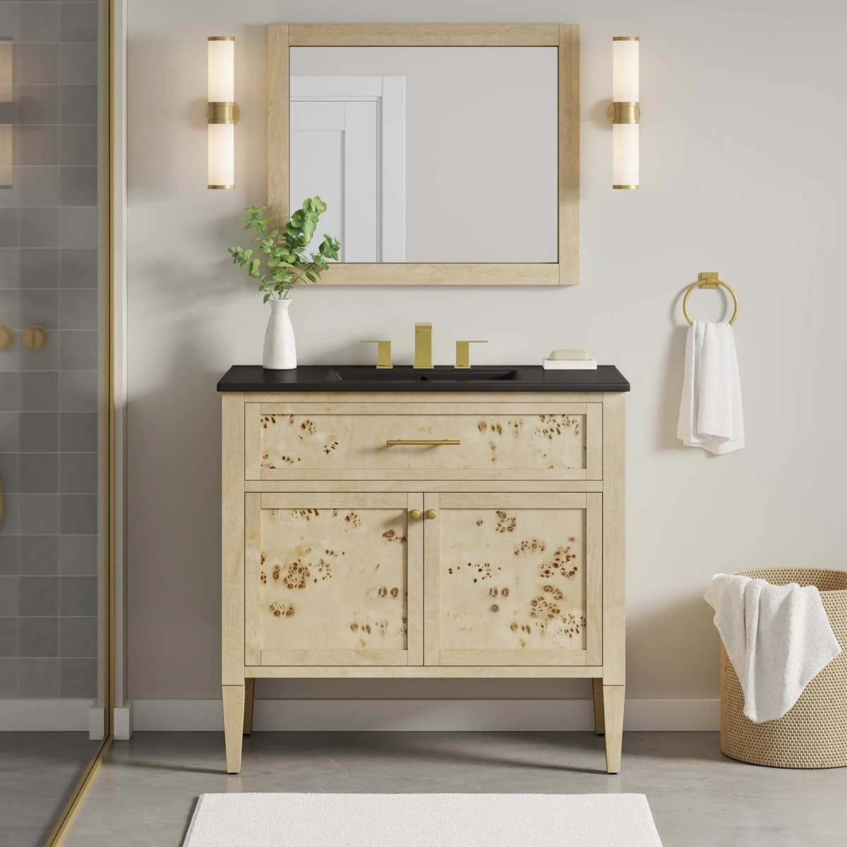 Wood Bathroom Vanity Cabinet with Countertop and Storage, Multiple Configurations - Image 96