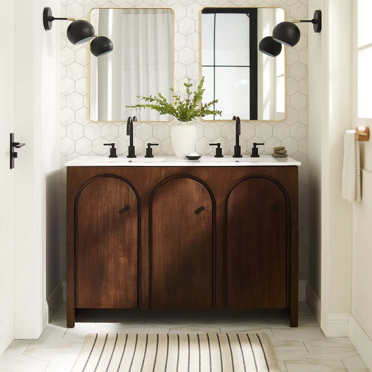 Wood Bathroom Vanity Collection with Ceramic Sink for Single and Double Use - Image 99