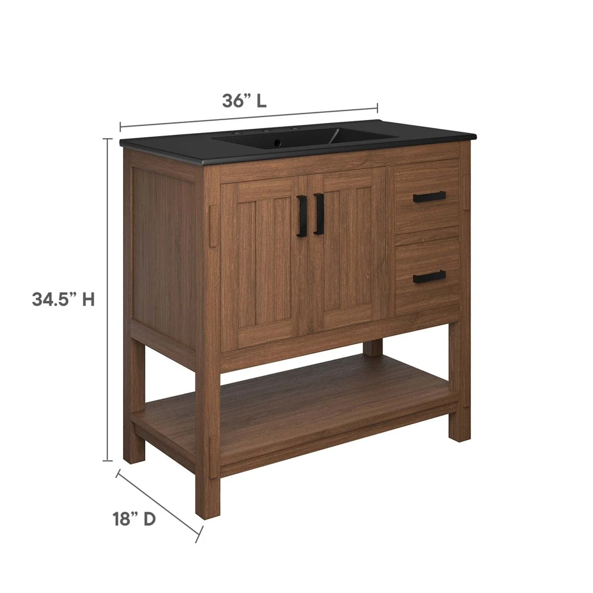 36" Wood Bathroom Vanity – Contemporary Wood Vanity for Bathroom Storage and Sink - Image 3