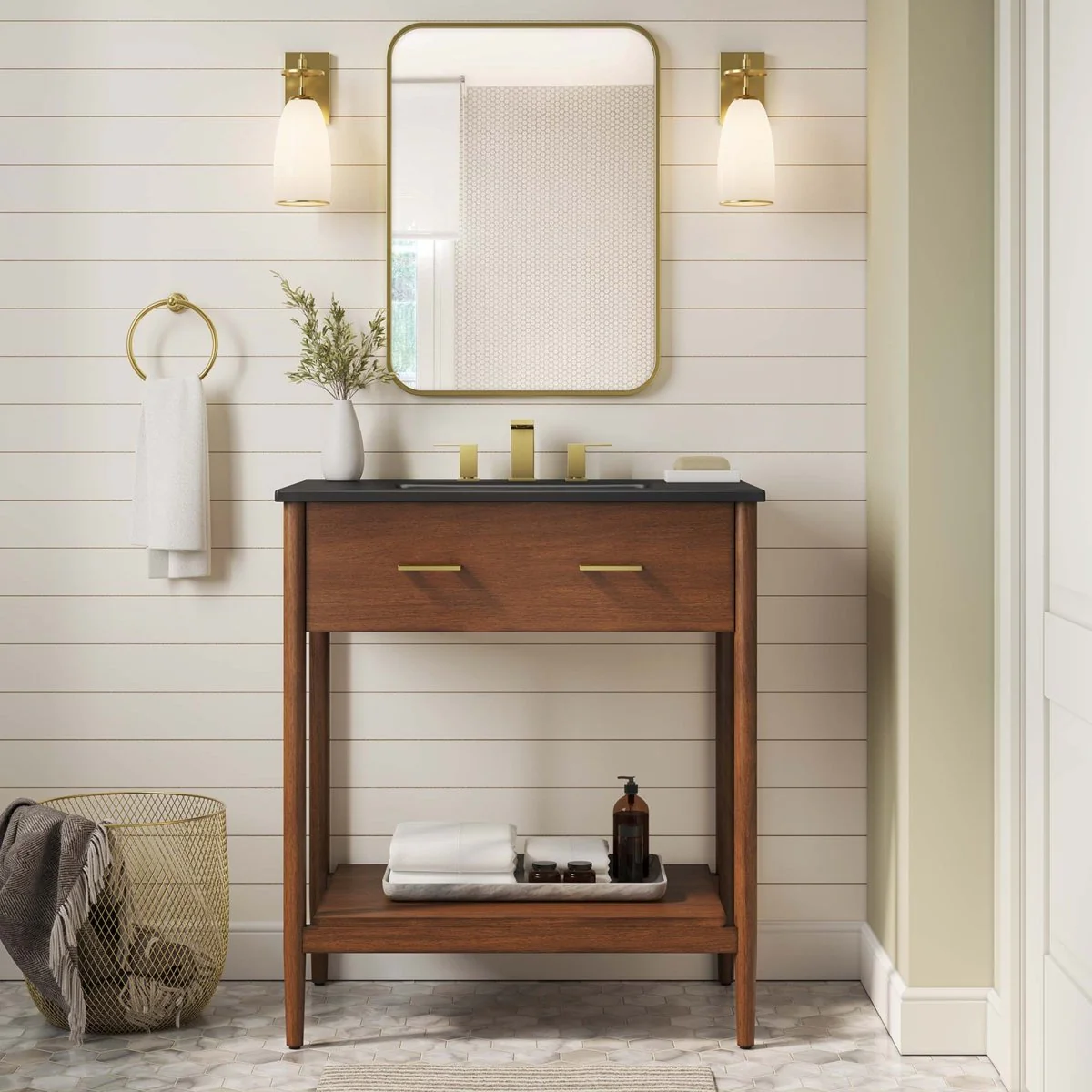 Wood Bathroom Vanity with Sink — Elegant Solid Wood Vanity Cabinet for Bathrooms - Image 232