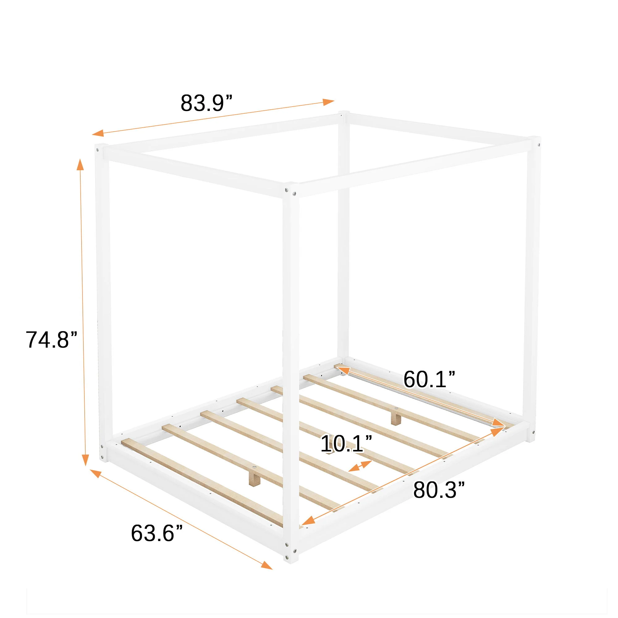 Wood Canopy Platform Bed With Support Legs And Airflow Slats - Image 18