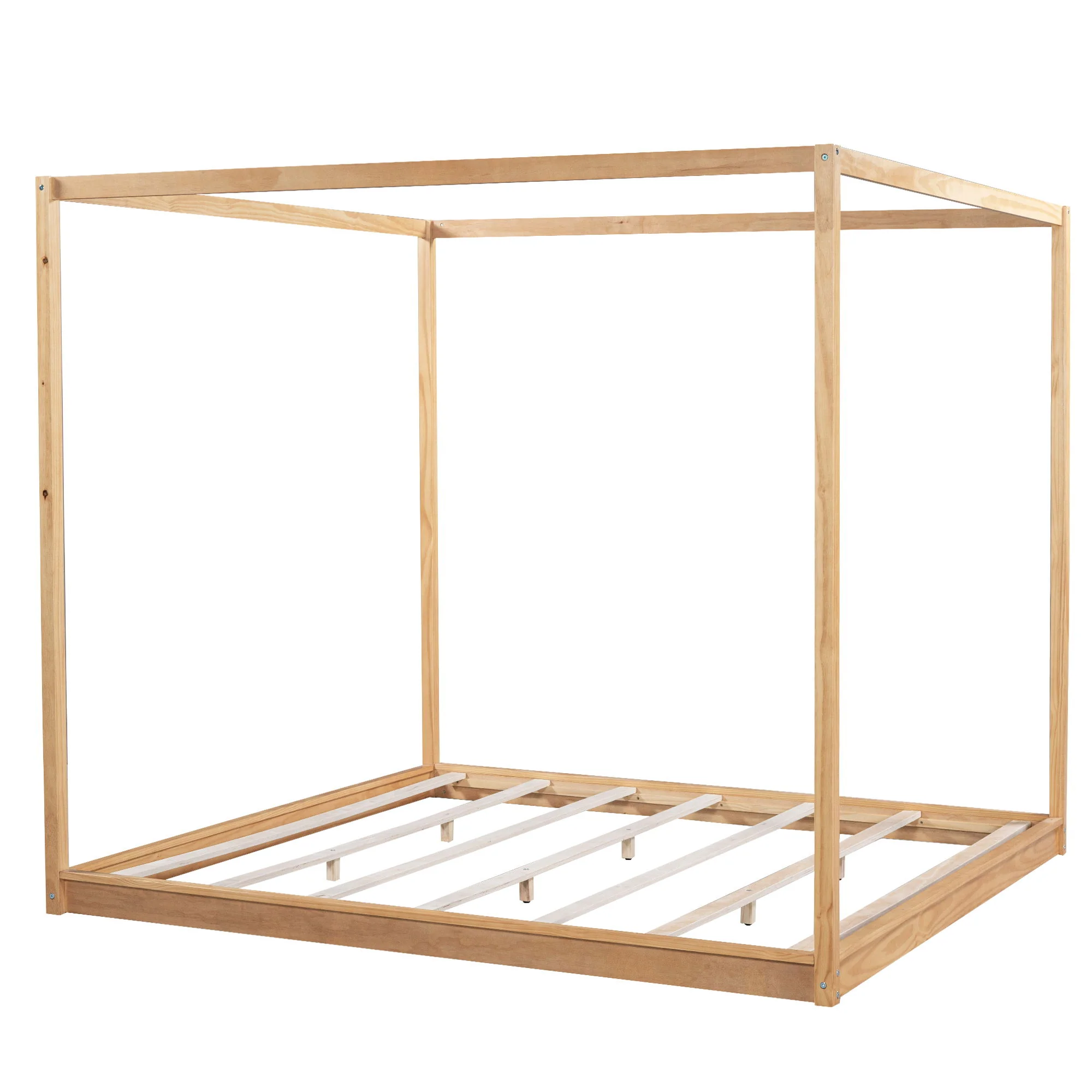 Wood Canopy Platform Bed With Support Legs And Airflow Slats - Image 19