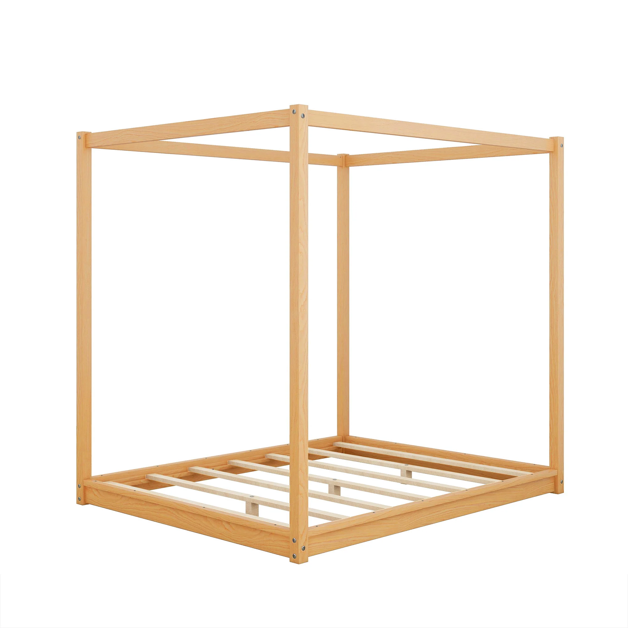 Wood Canopy Platform Bed With Support Legs And Airflow Slats - Image 32