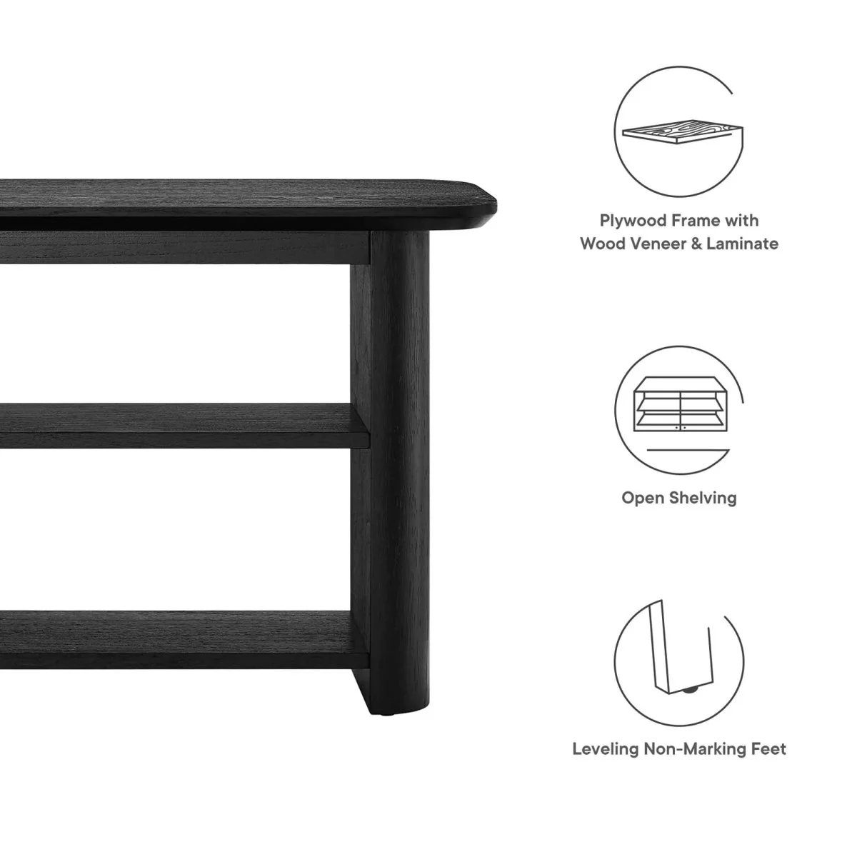 Wood Console Table with Open Shelves – 57 Inch - Image 4
