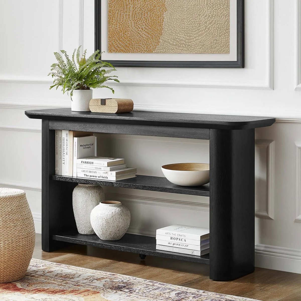 Wood Console Table with Open Shelves – 57 Inch - Image 7