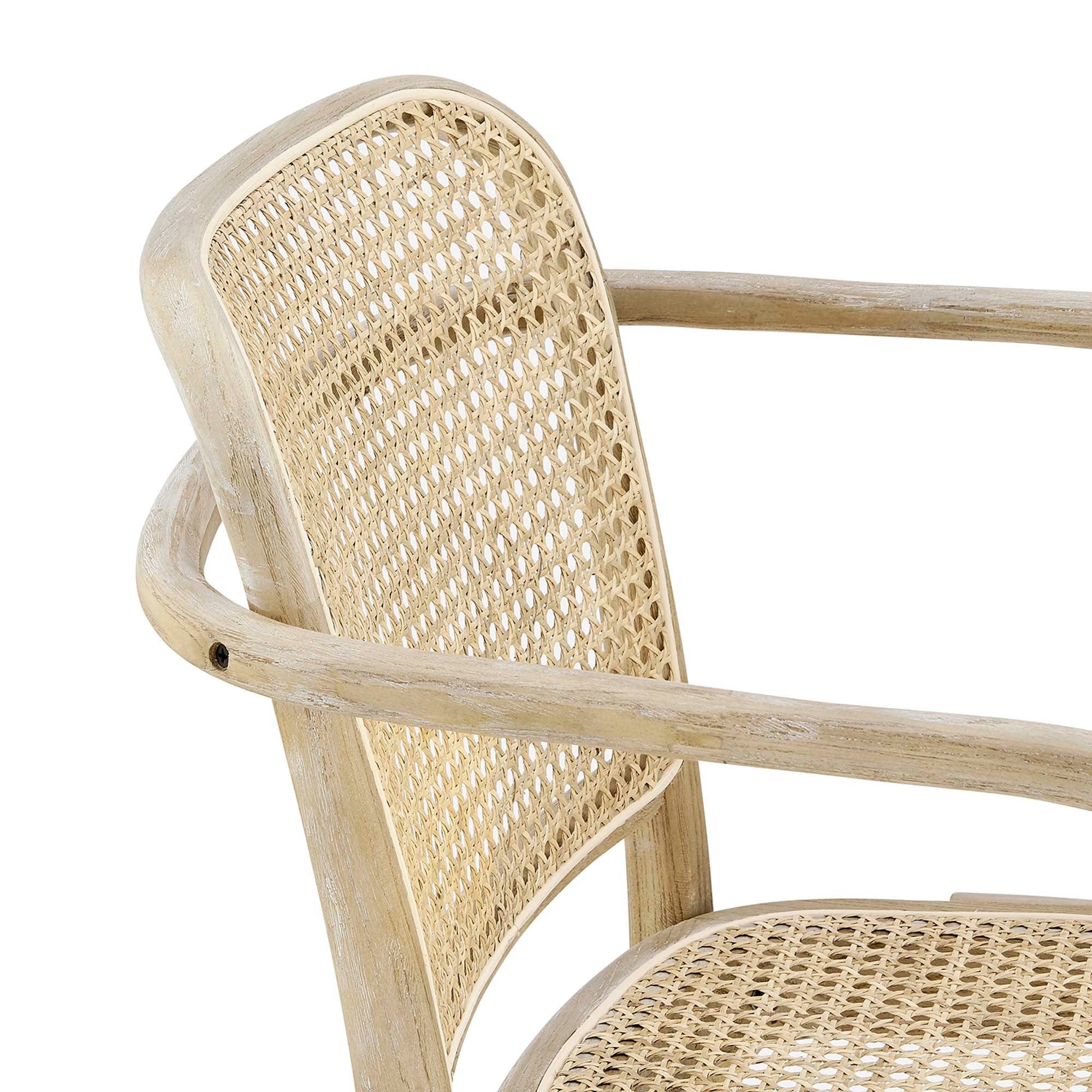 Wood Dining Armchair with Woven Rattan Cane Seat - Image 14