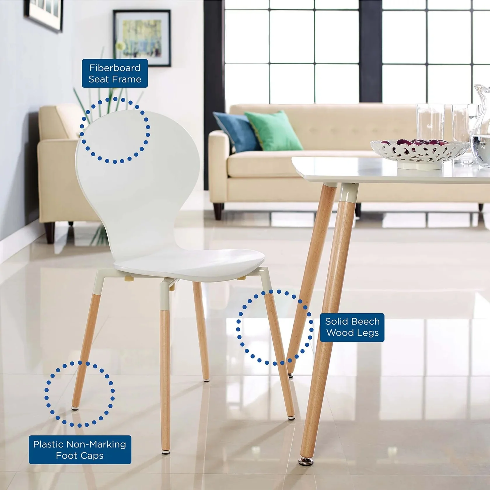 Wood Dining Chairs Set of 2 – Natural Wood - Image 8