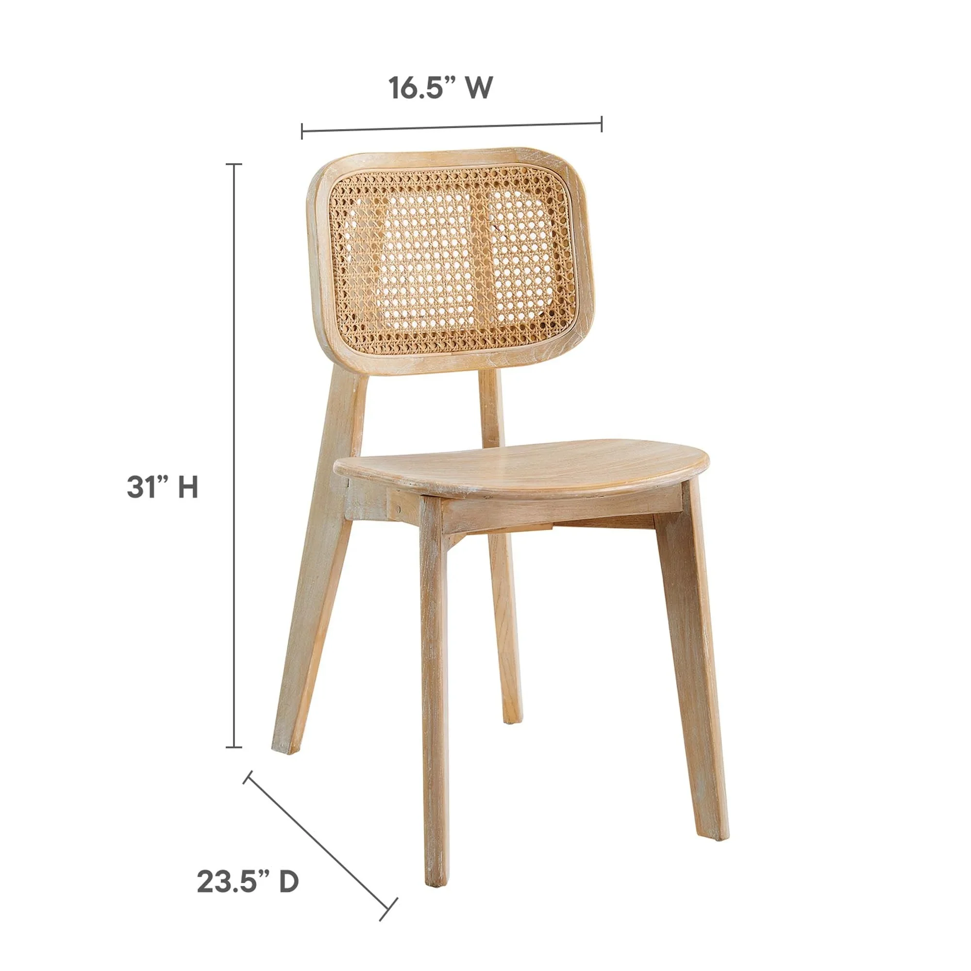 Wood Dining Side Chair with Woven Rattan Cane Back - Image 16