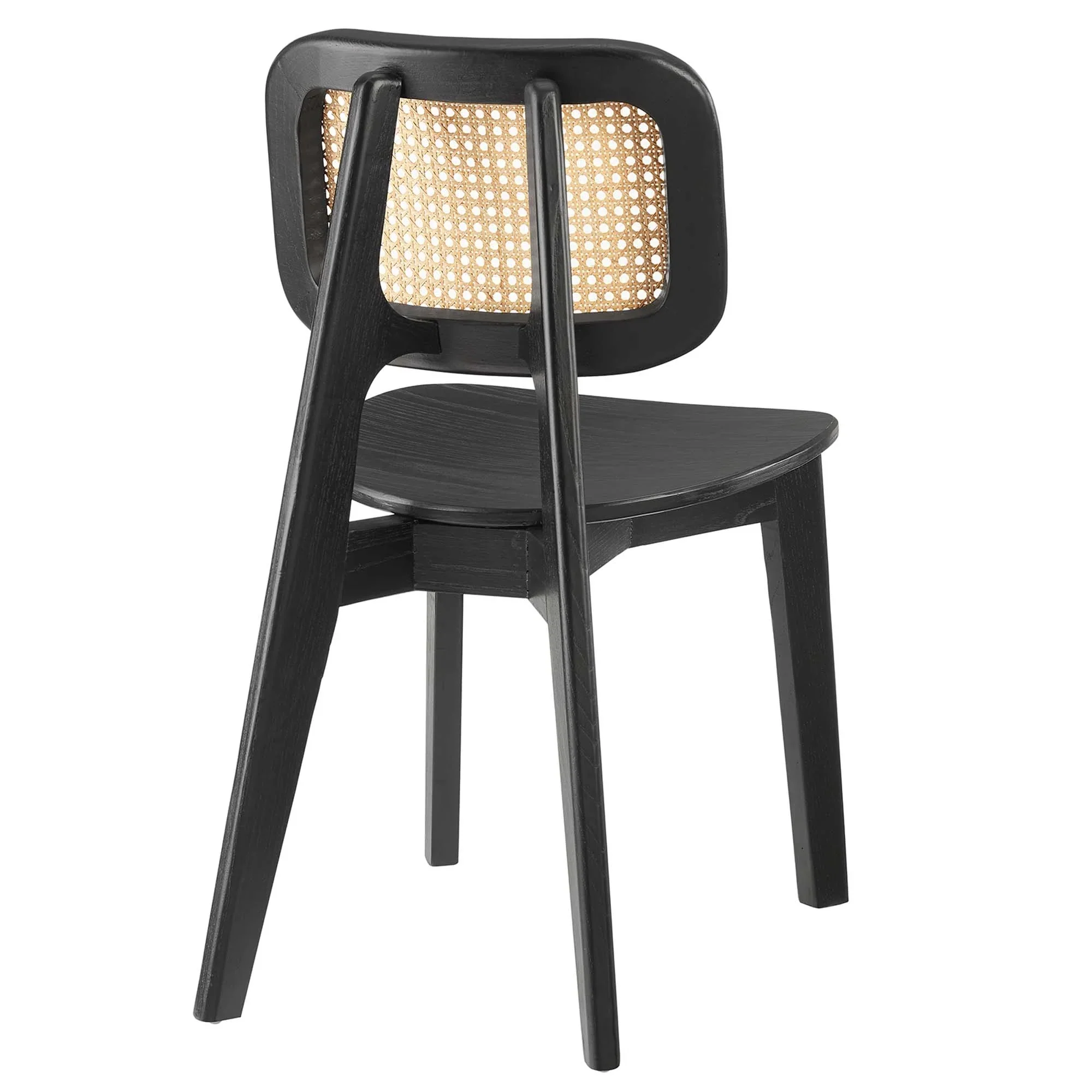 Wood Dining Side Chair with Woven Rattan Cane Back - Image 3