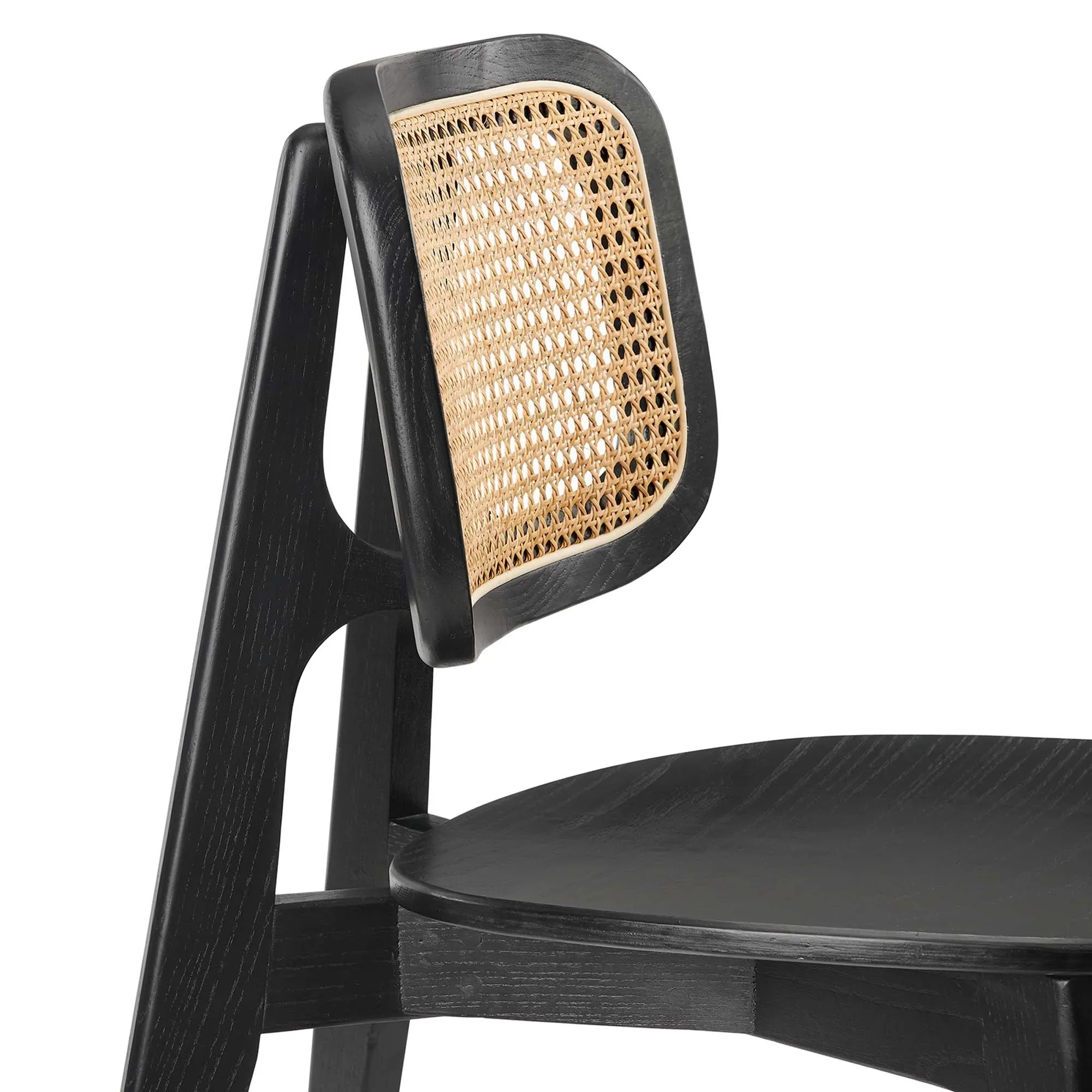 Wood Dining Side Chair with Woven Rattan Cane Back - Image 4