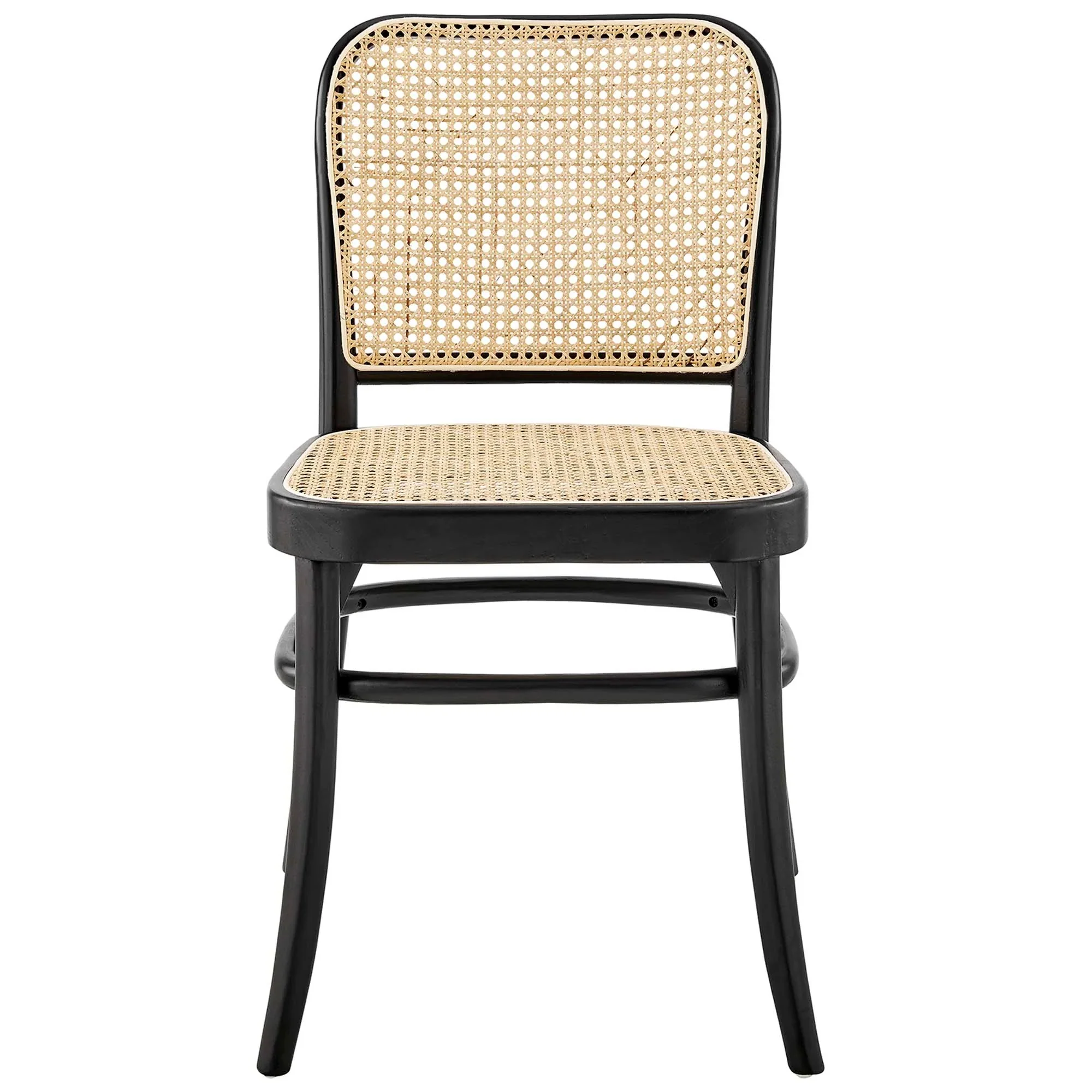 Wood Dining Side Chairs with Woven Rattan Cane Seat – Set of 2 - Image 2