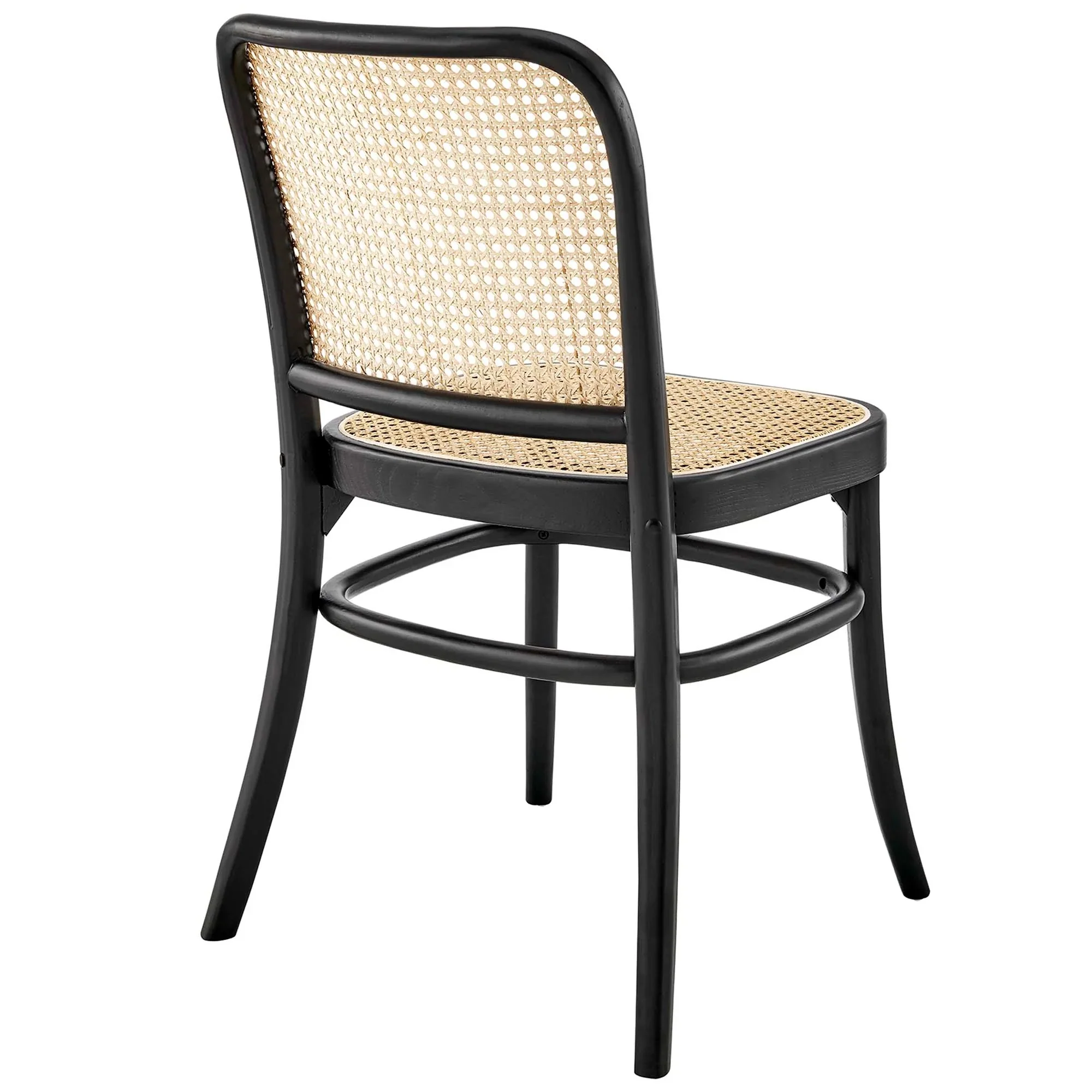Wood Dining Side Chairs with Woven Rattan Cane Seat – Set of 2 - Image 5