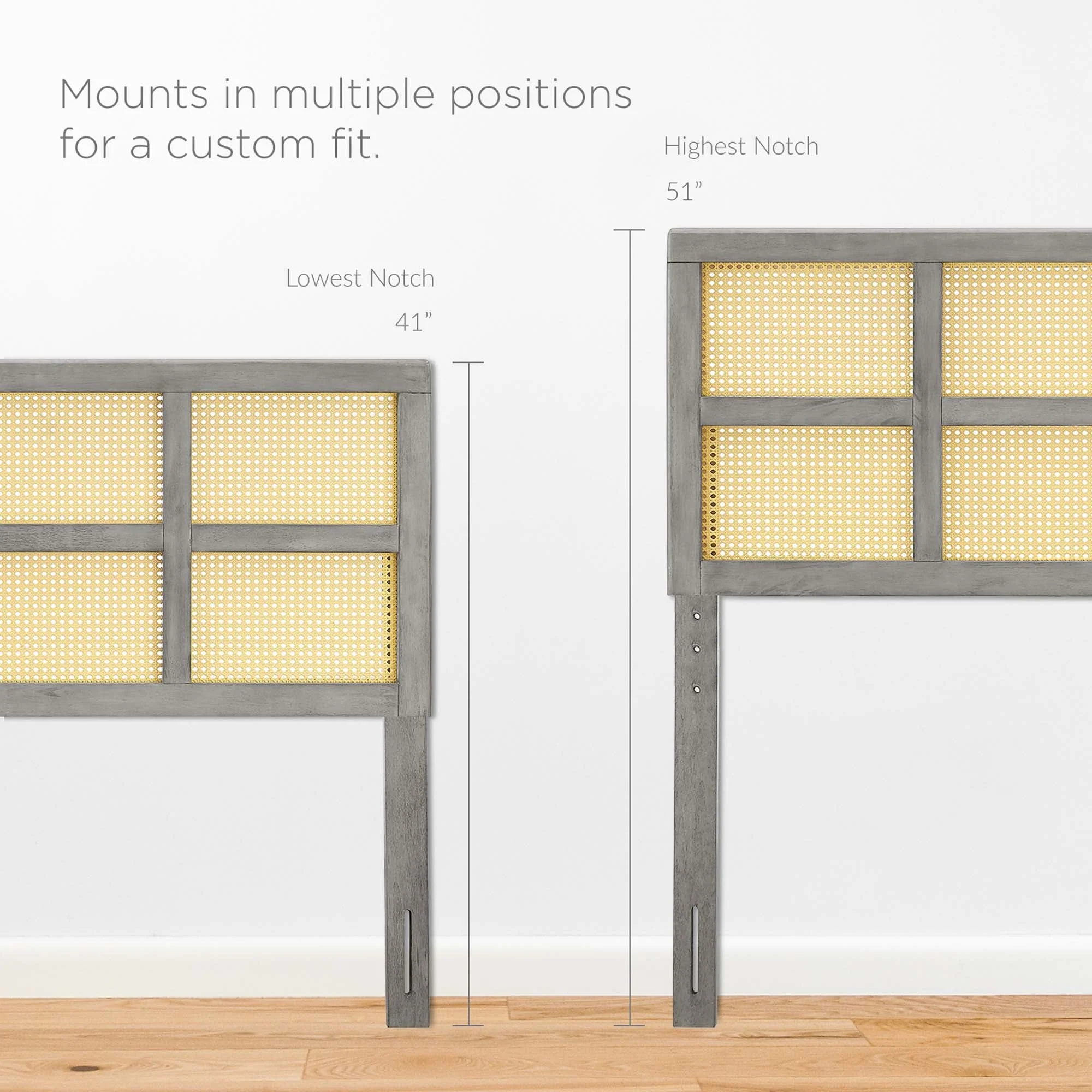 Wood Headboard with Woven Cane Panel Design - Image 3