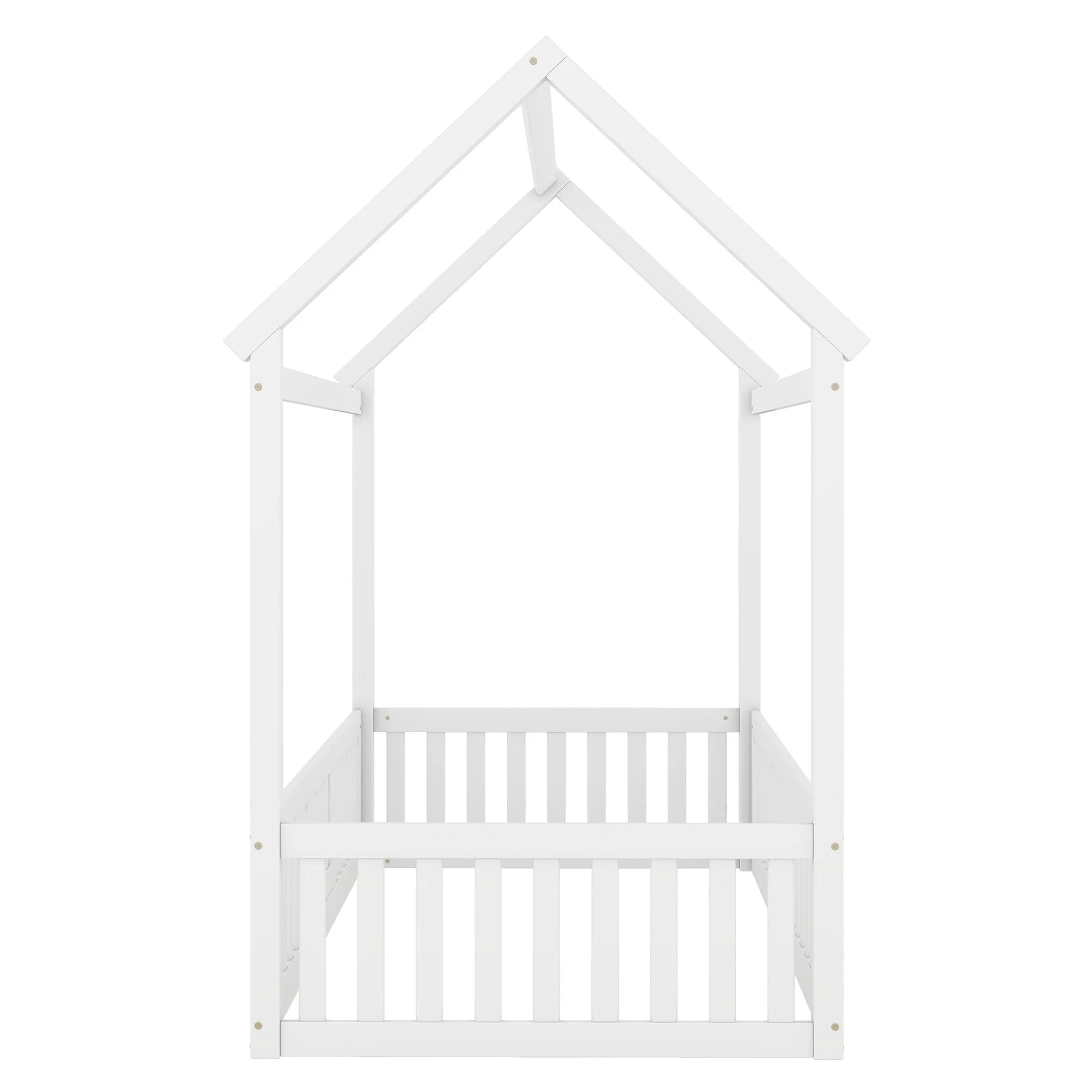Wood House Bed With Fence And Door - Image 33
