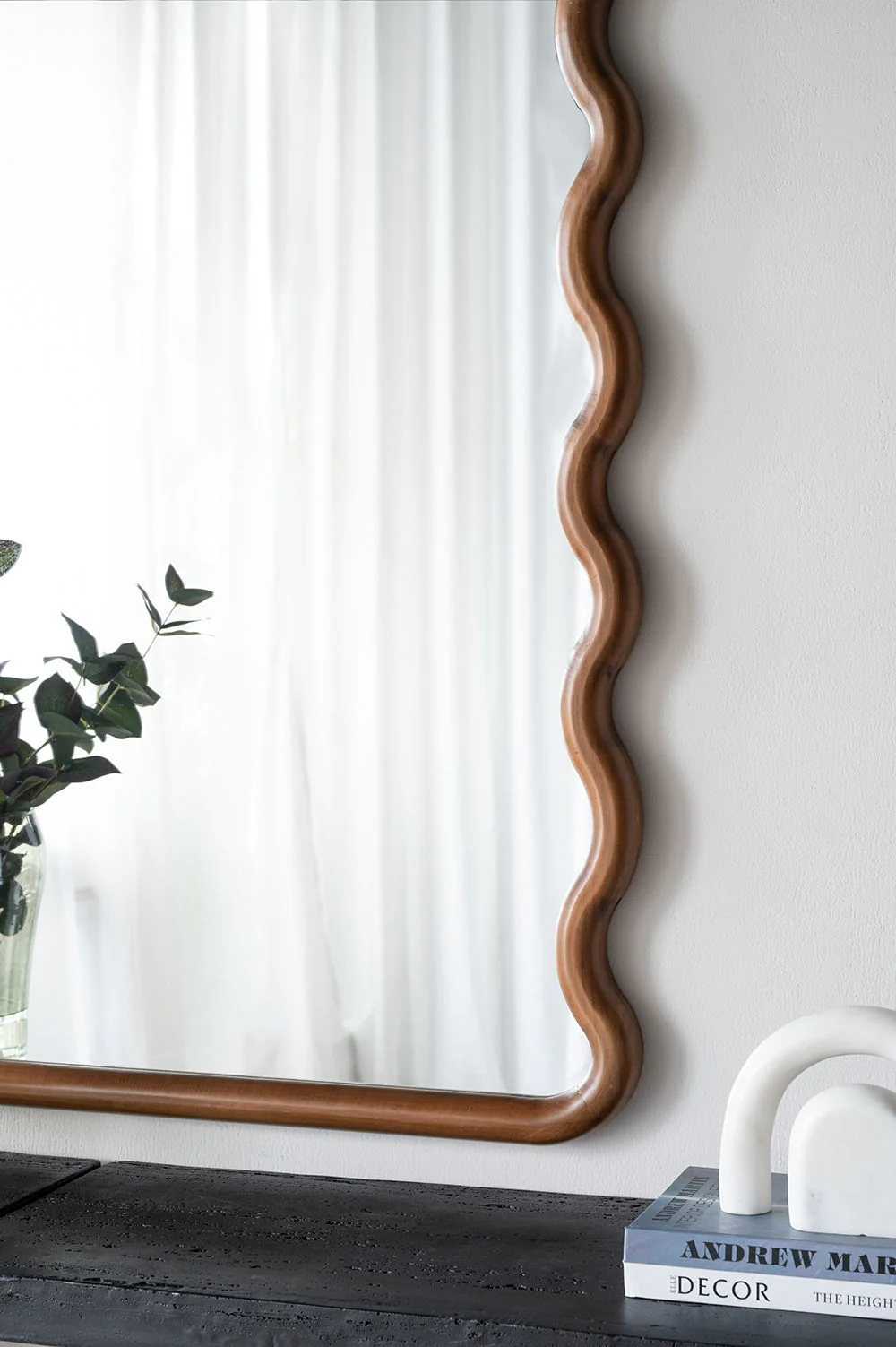 Wood Mirror With Unique Frame - Brown - Image 6