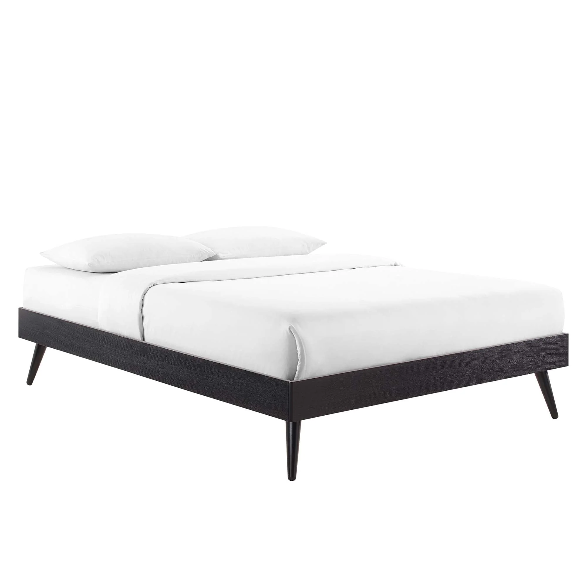 Wood Platform Bed Frame with Slatted Support - Image 21