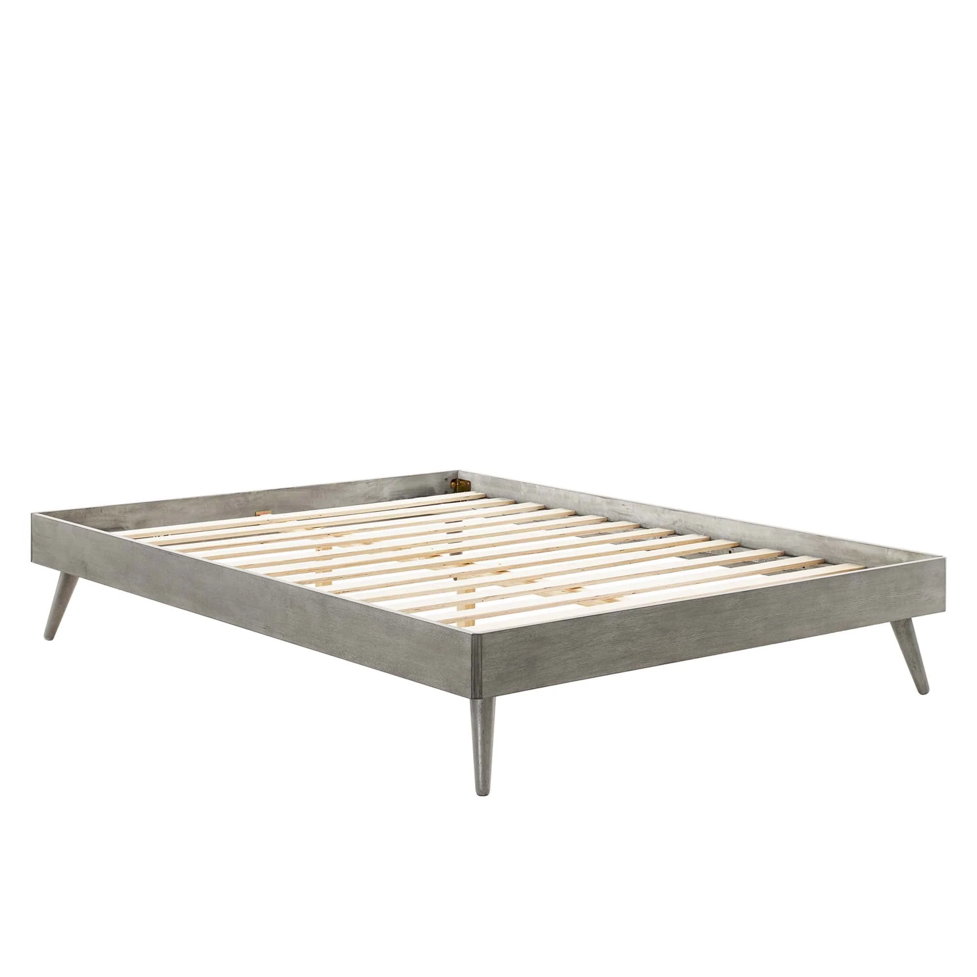 Wood Platform Bed Frame with Slatted Support - Image 29