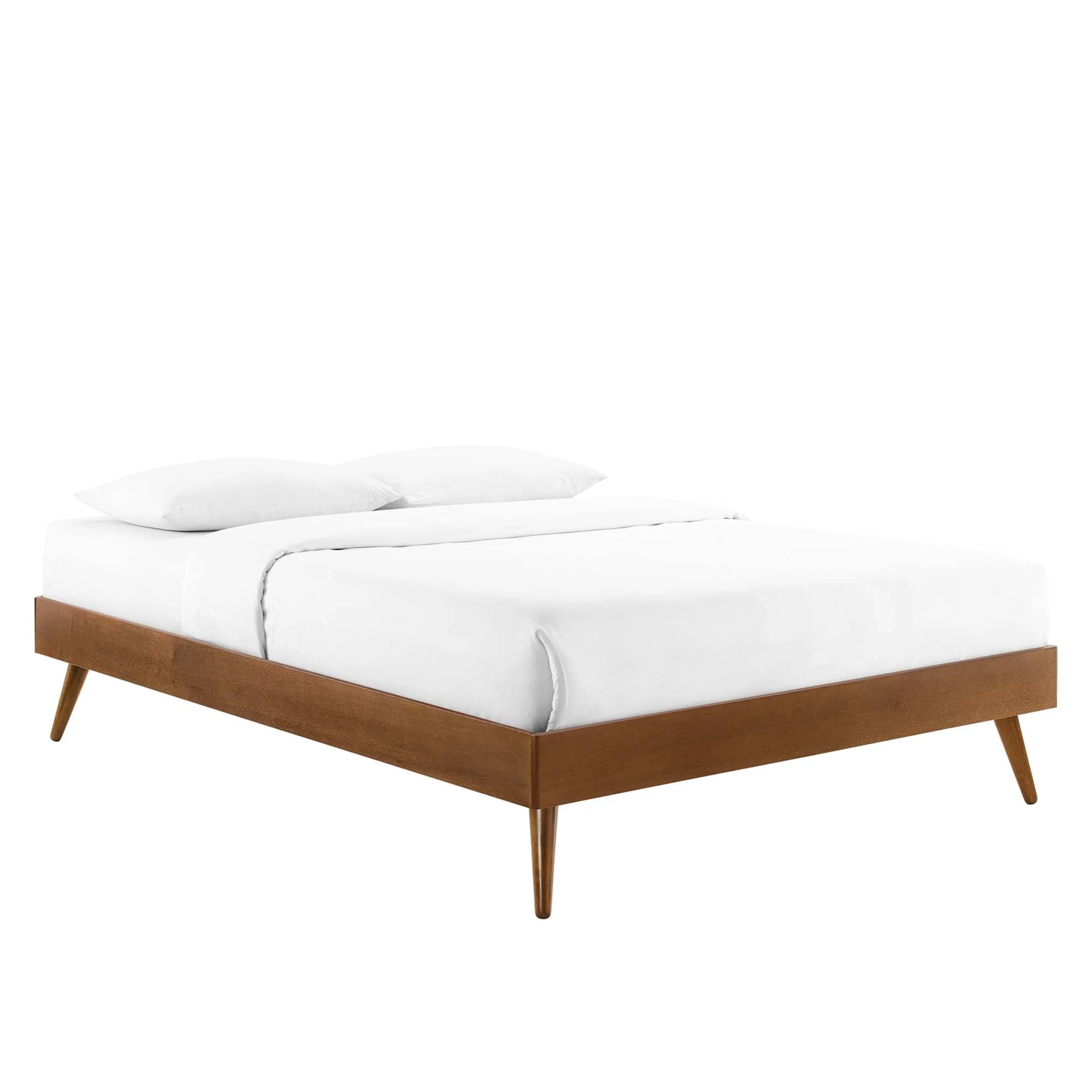 Wood Platform Bed Frame with Slatted Support - Image 46