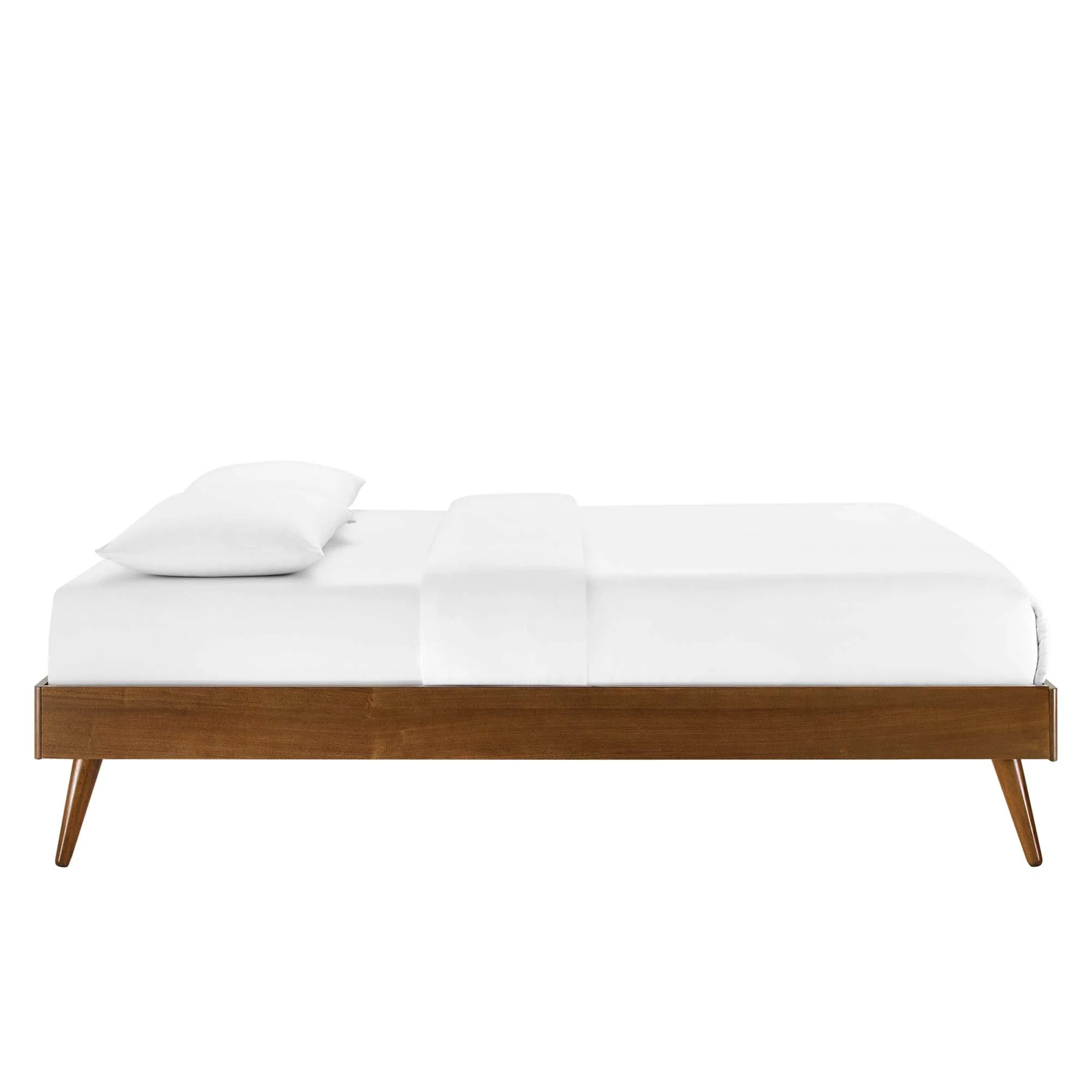 Wood Platform Bed Frame with Slatted Support - Image 48