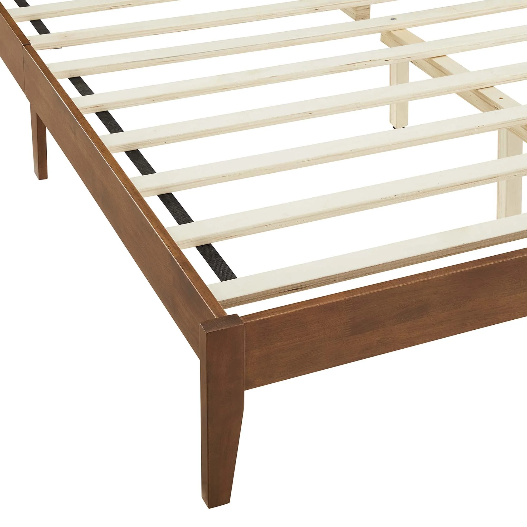 Wood Platform Bed with Rattan Panel Headboard - Image 48