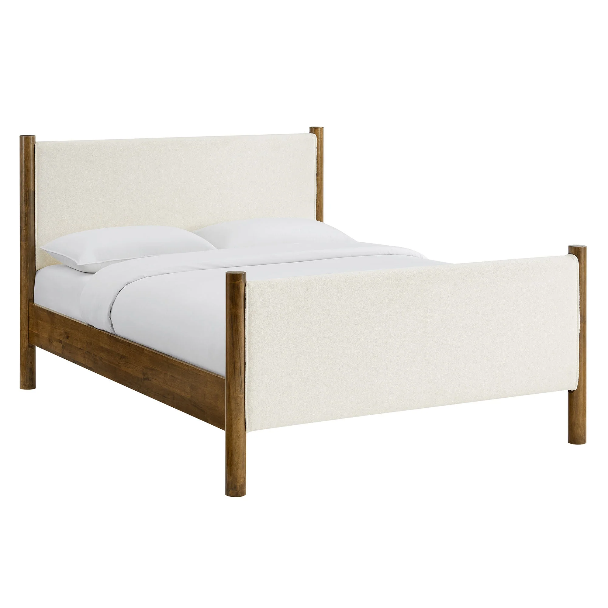 Wood Platform Bed with Upholstered Headboard and Footboard - Image 116