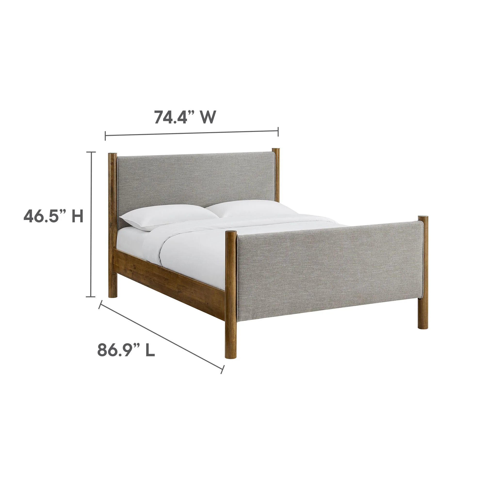 Wood Platform Bed with Upholstered Headboard and Footboard - Image 138