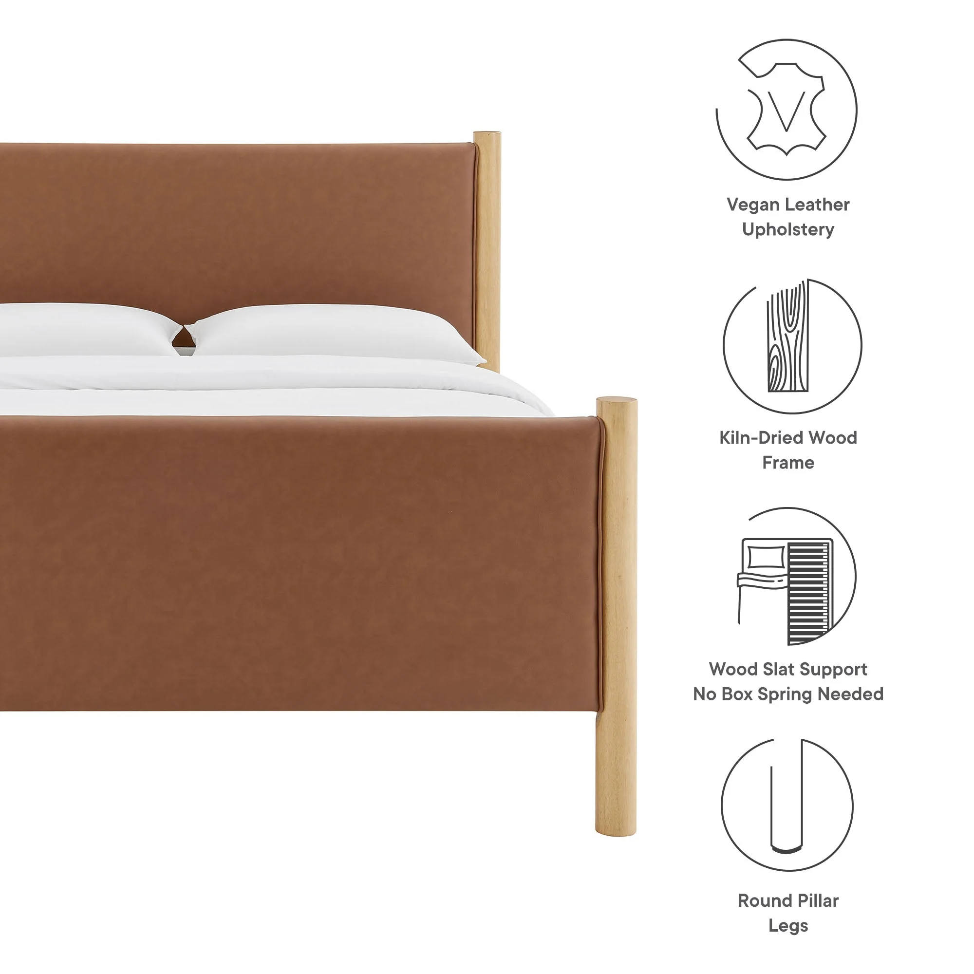 Wood Platform Bed with Upholstered Headboard and Footboard - Image 142