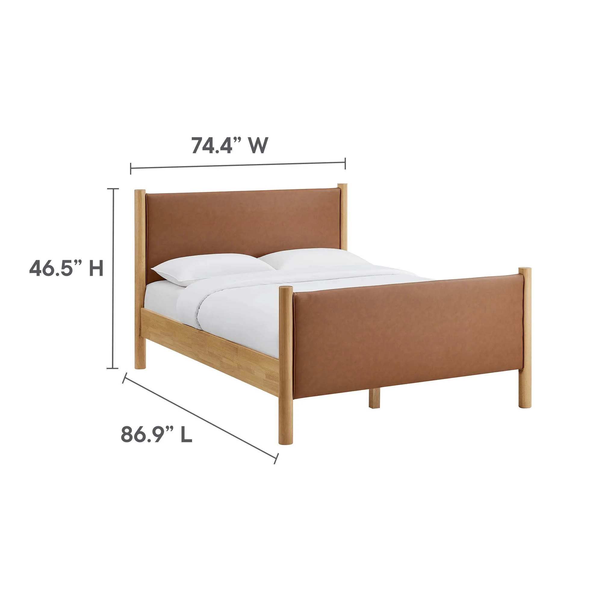 Wood Platform Bed with Upholstered Headboard and Footboard - Image 143