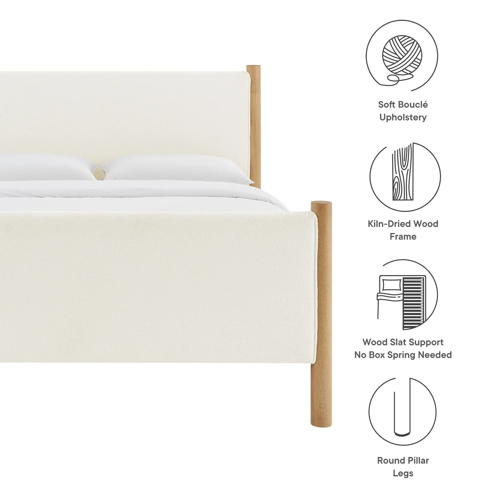 Wood Platform Bed with Upholstered Headboard and Footboard - Image 152